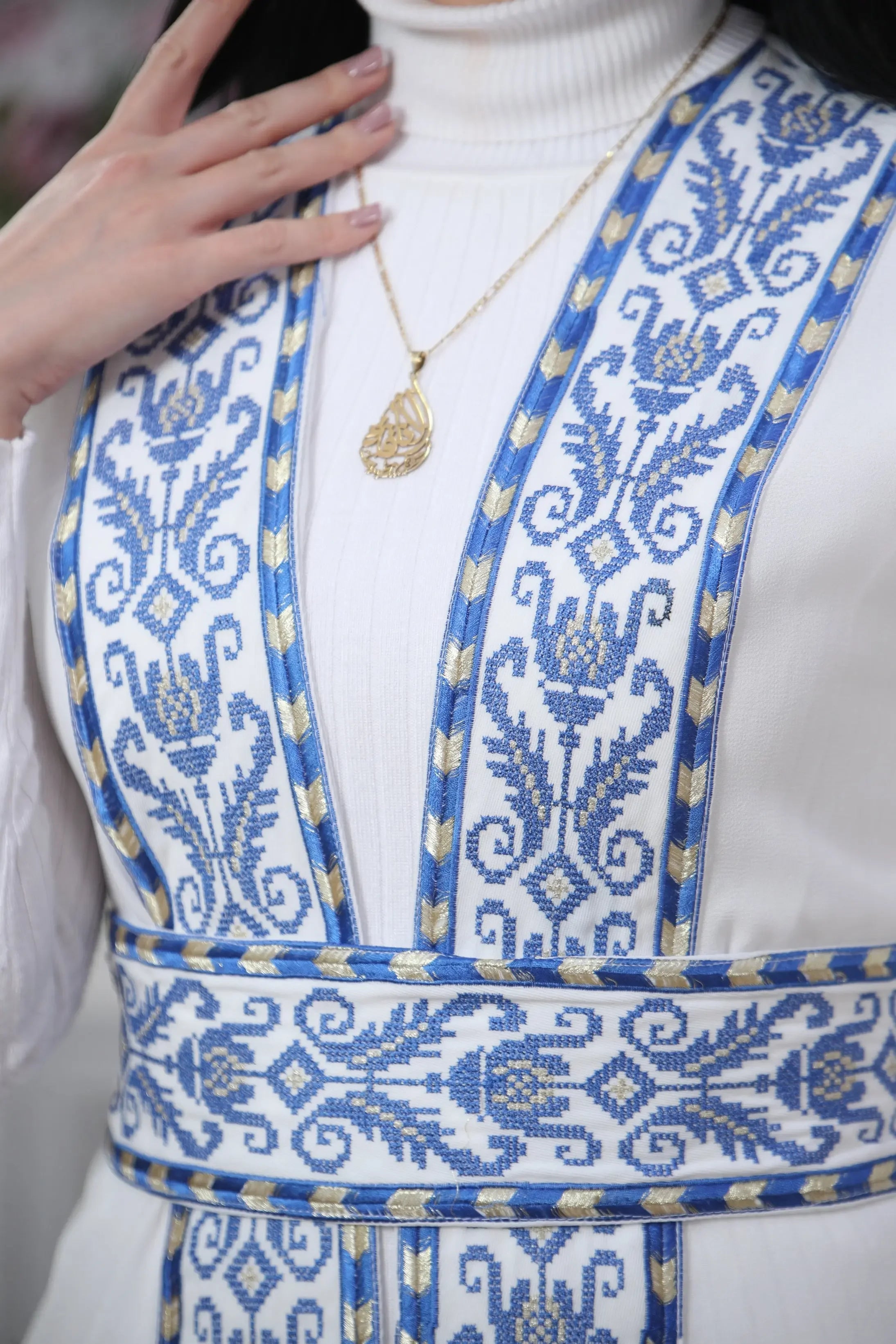 Embroidered Chiffon Vest With Tassels Palestinian Elegance