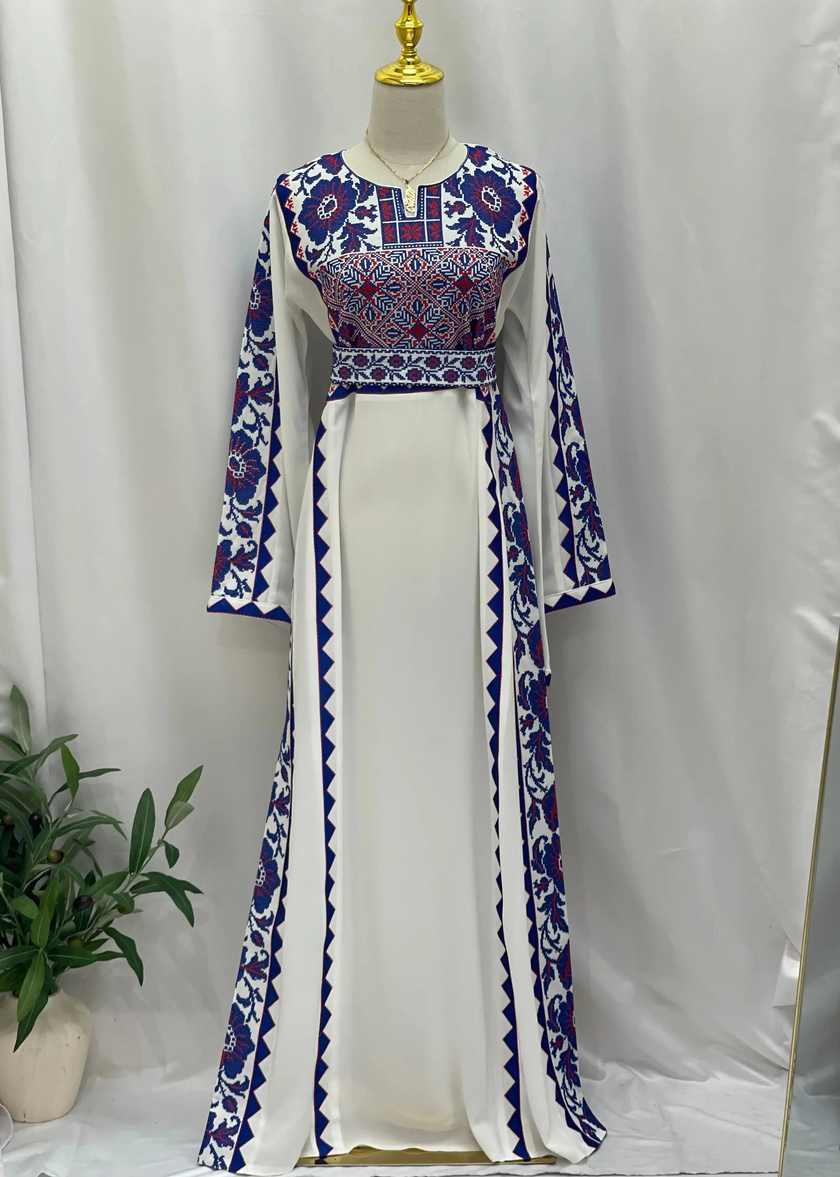 Embroidered Flowers Unique Thoub Palestinian Elegance