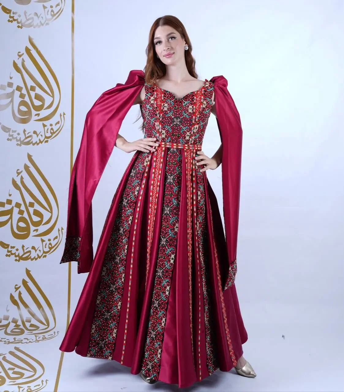 Intricate Tatreez Embroidery Ball Gown: Elegance and Cultural Heritage Palestinian Elegance