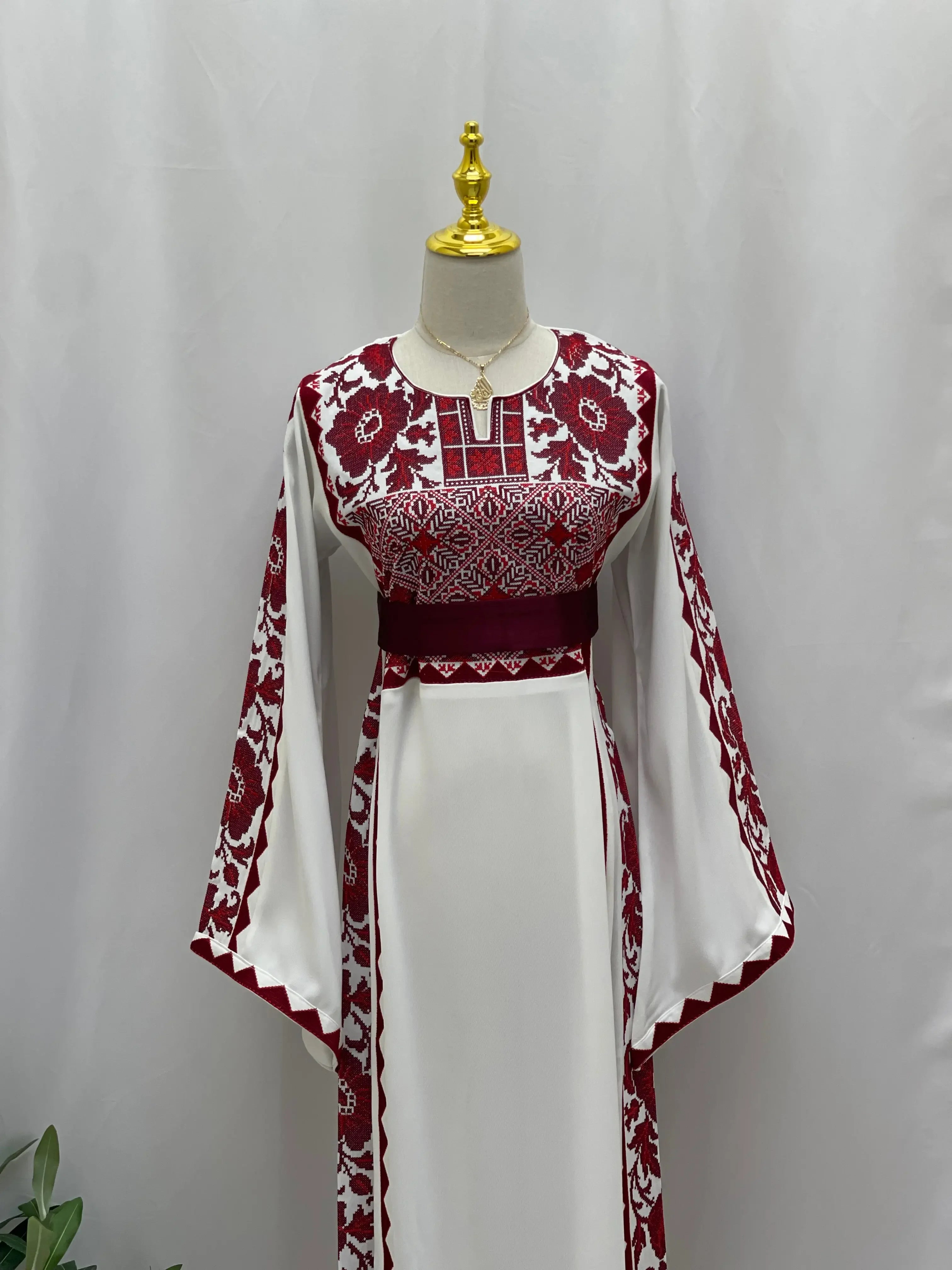 Embroidered Flowers Unique Thoub Palestinian Elegance