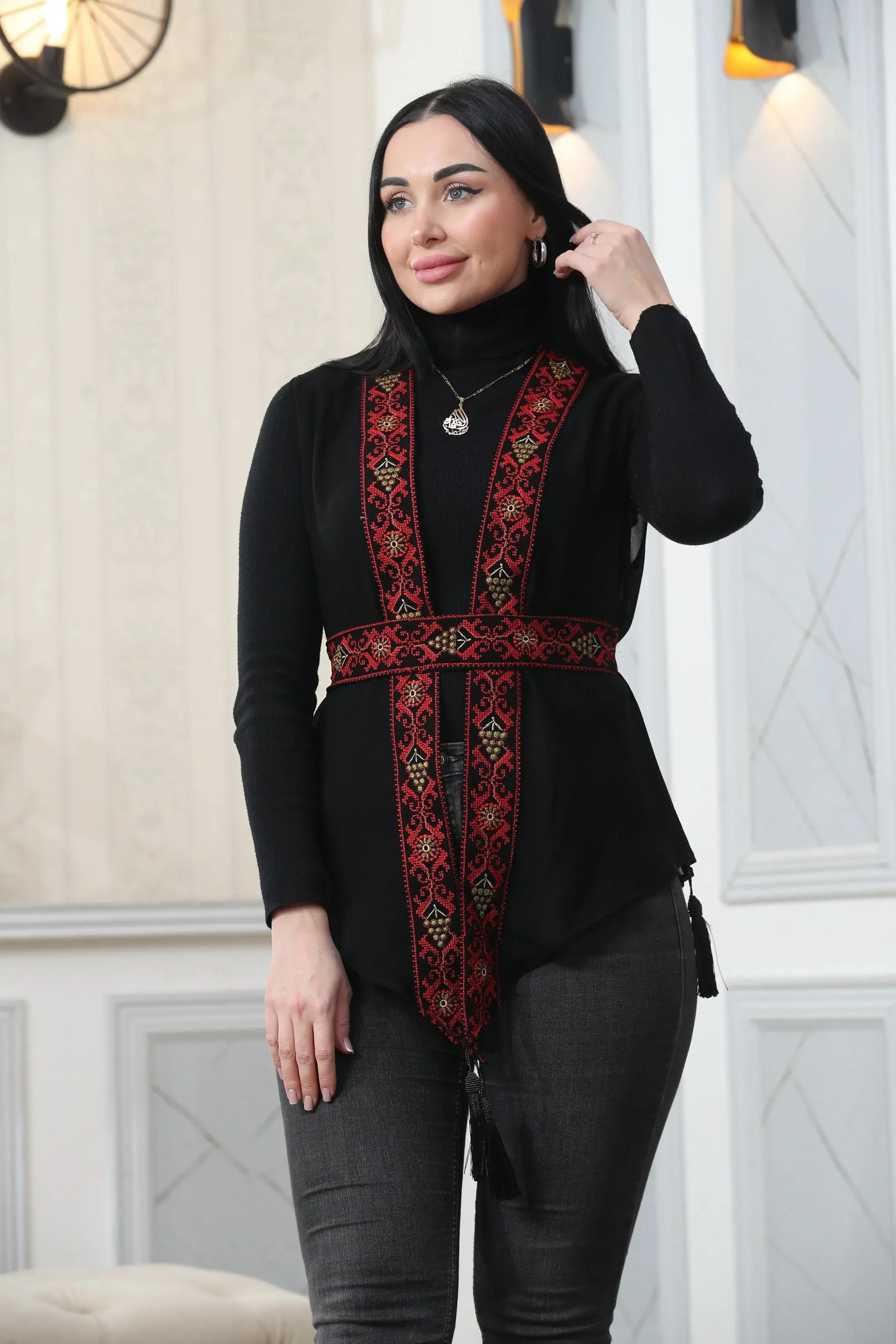 Chiffon Colorful Embroidered Vest - Vibrant & Stylish Layer Palestinian Elegance