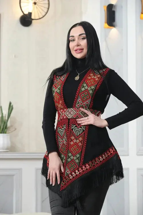 Craftsmanship at Its Finest: Intricate Embroidery Vest Palestinian Elegance