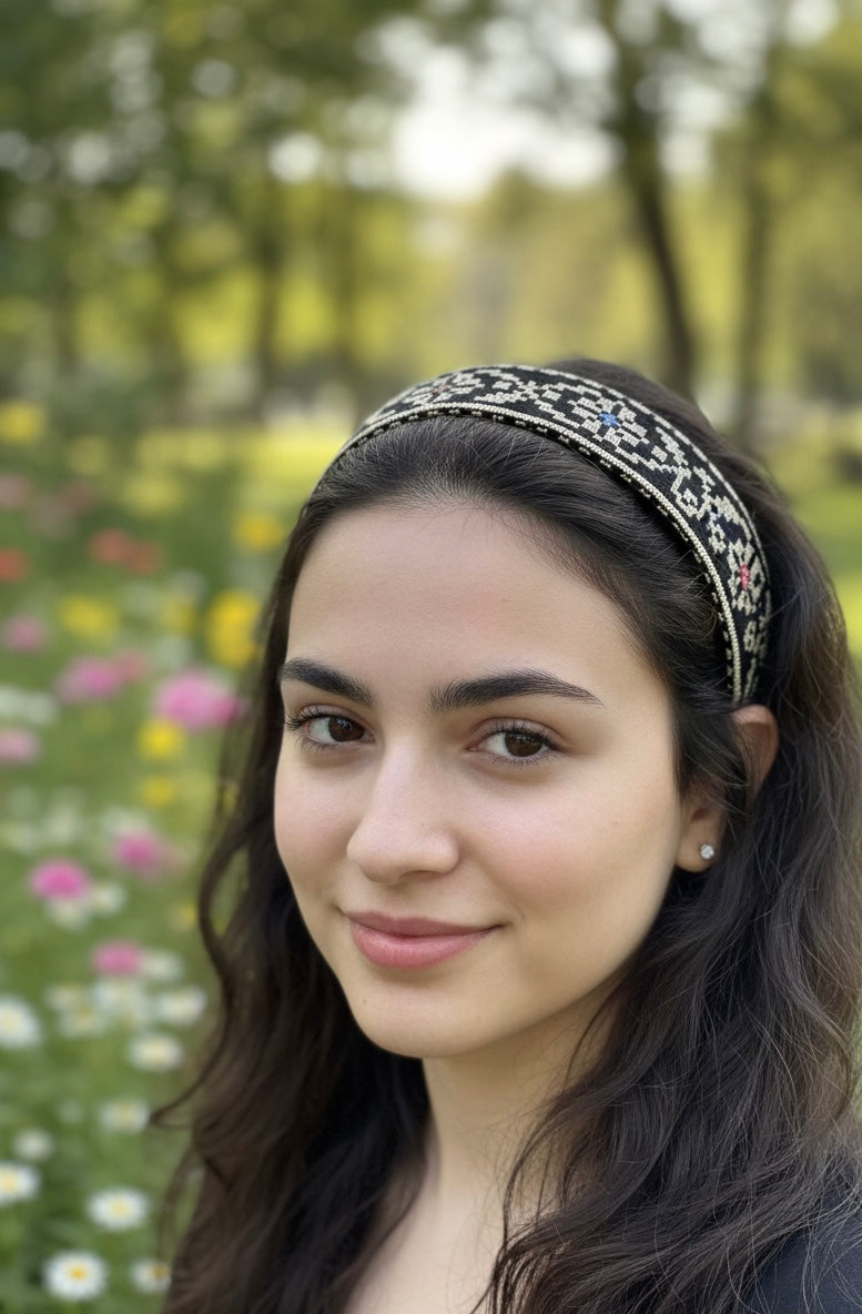 Palestinian Embroidered Headband-featuring classic geometric outfits special occasions.