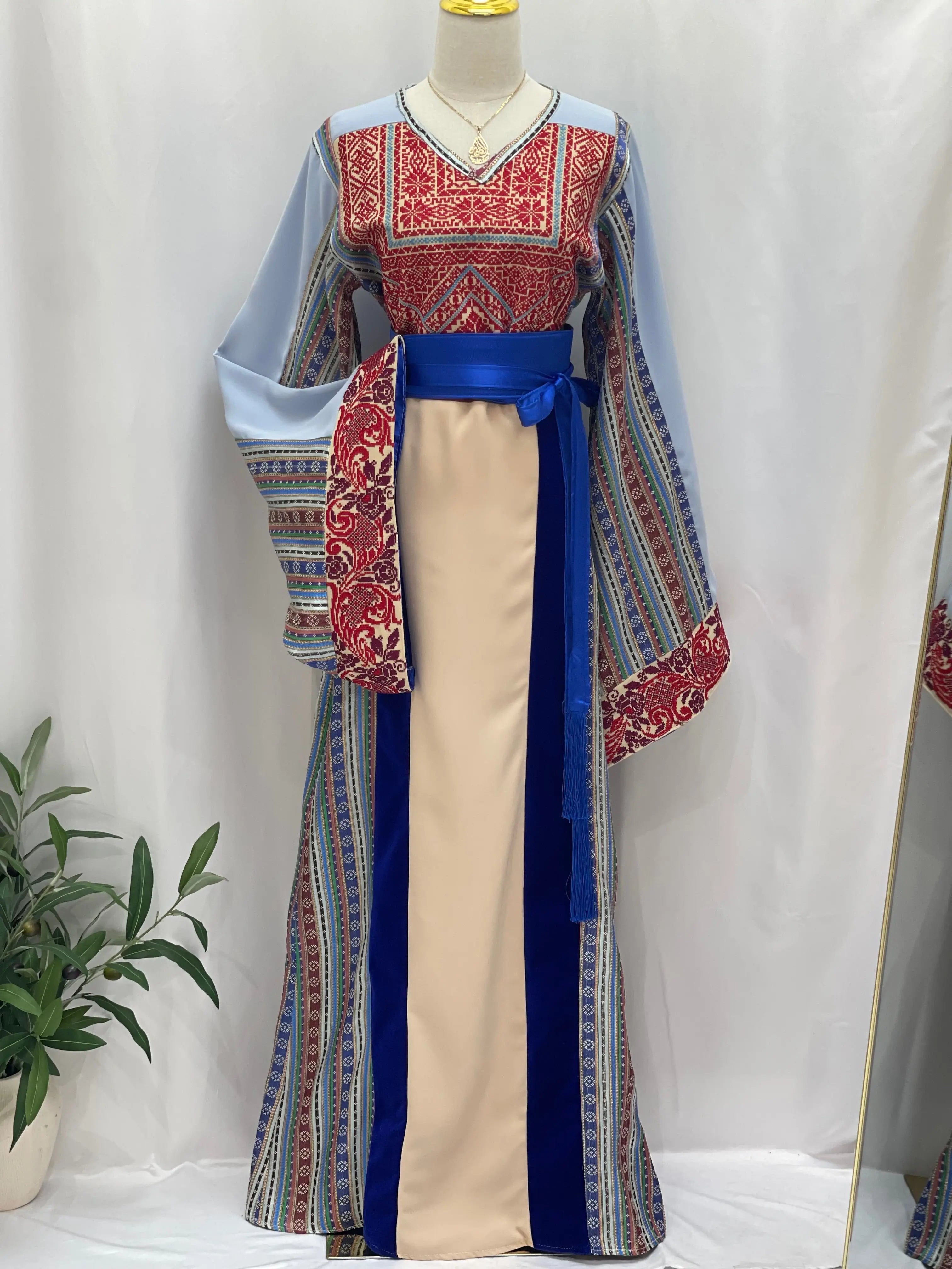 Elegant Embroidered 3 Types of Fabric Palestinian Elegance