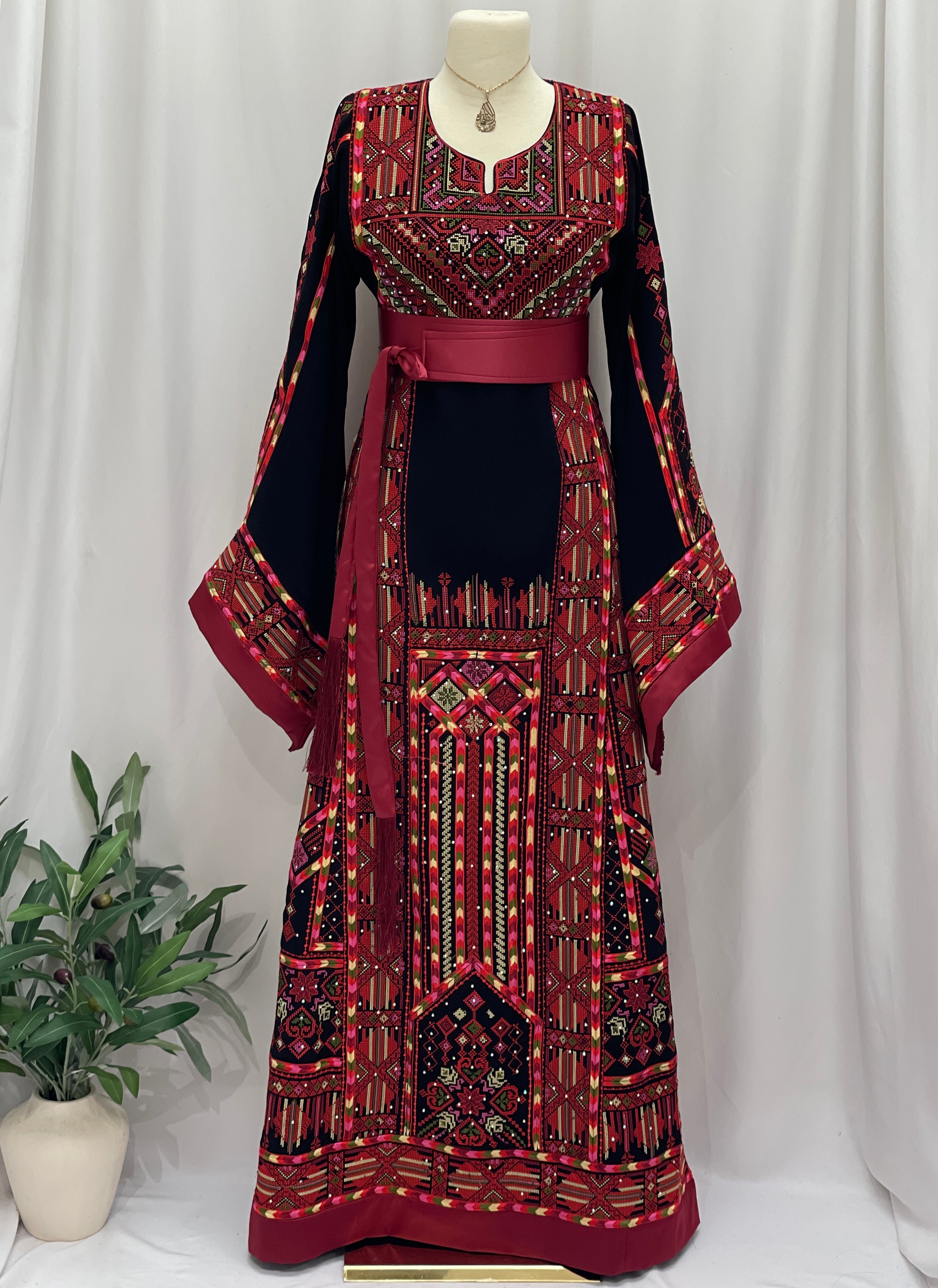 Layali Embroidered Palestinian Thobe – With Two Matching Belts”