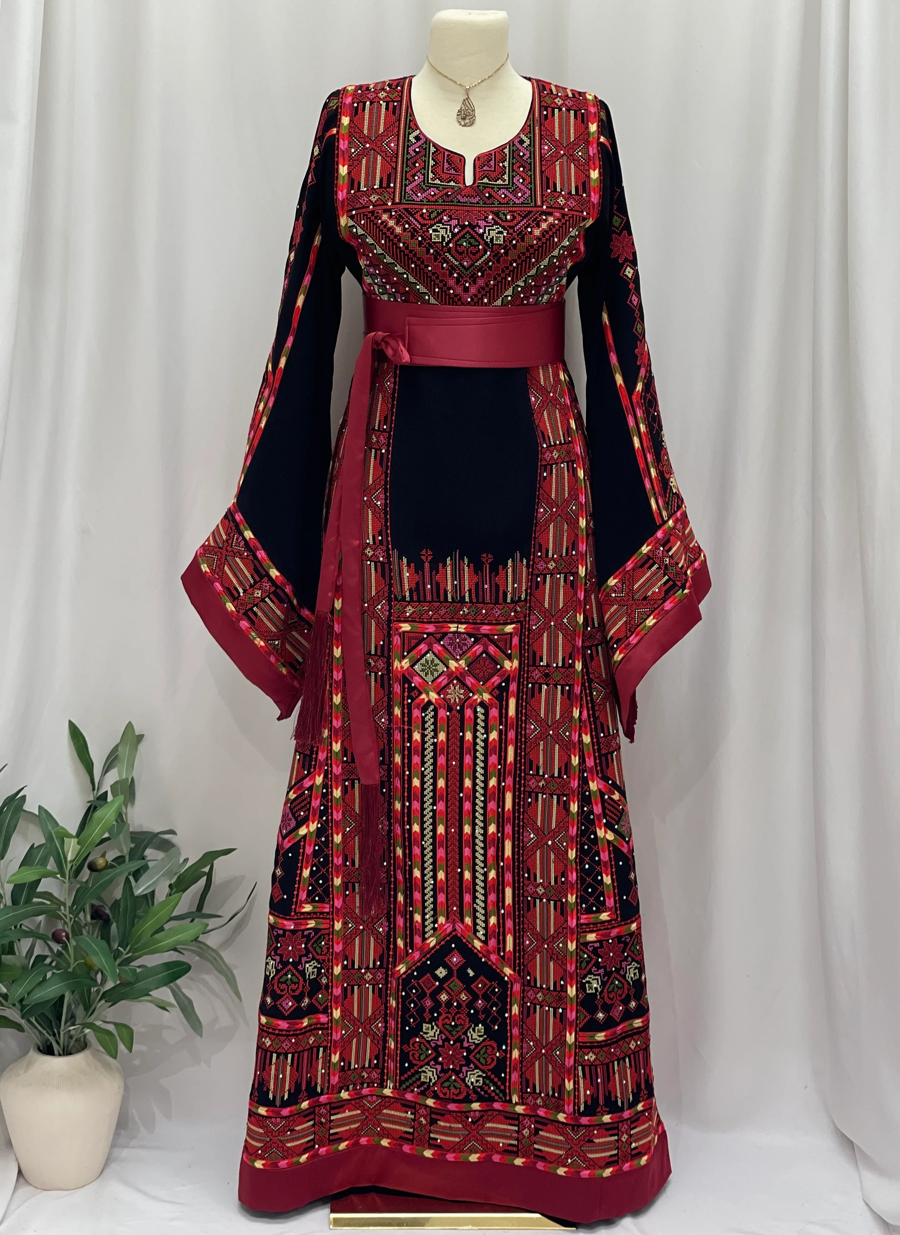 Layali Embroidered Palestinian Thobe – With Two Matching Belts”