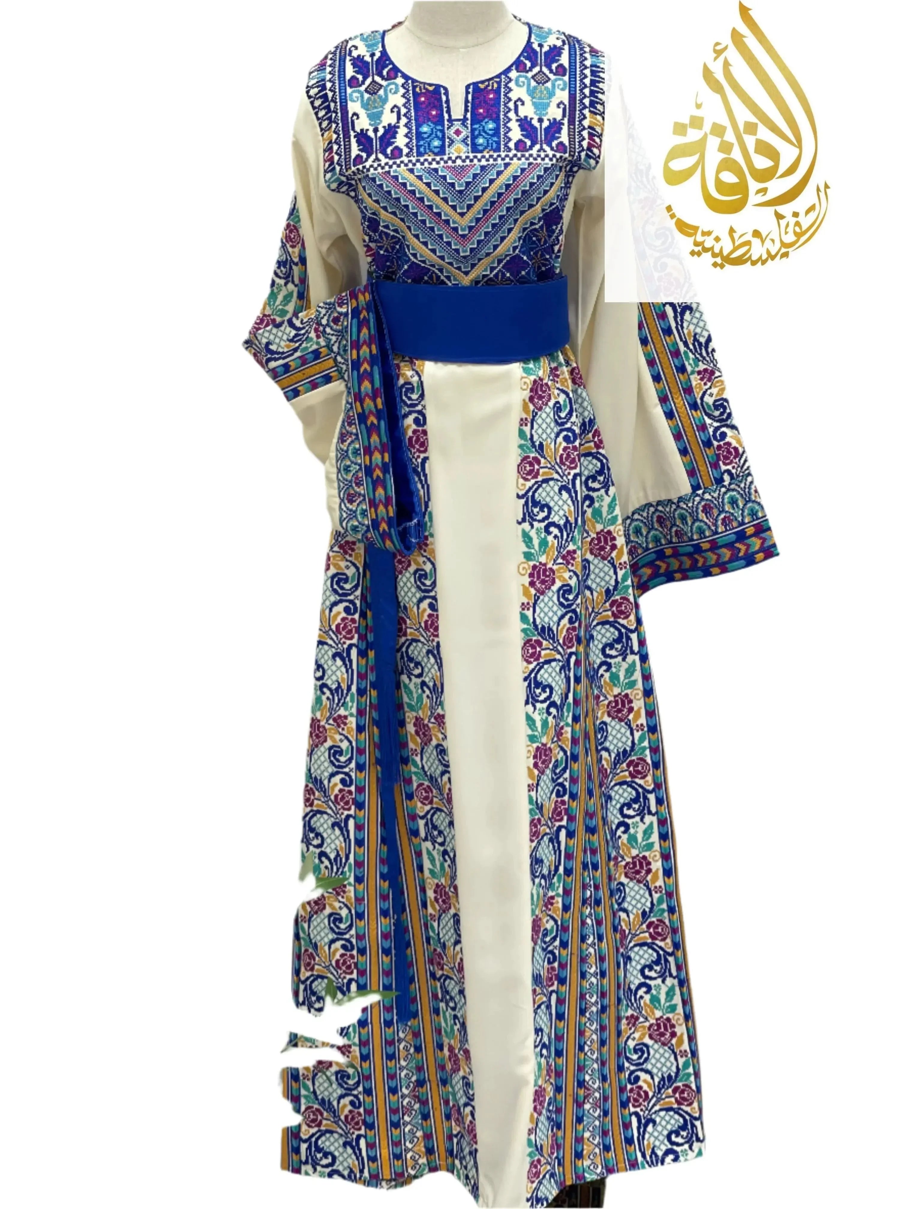 Distinctive Roses Embroidered Thoub: Sophisticated Elegance & Unique Charm Palestinian Elegance