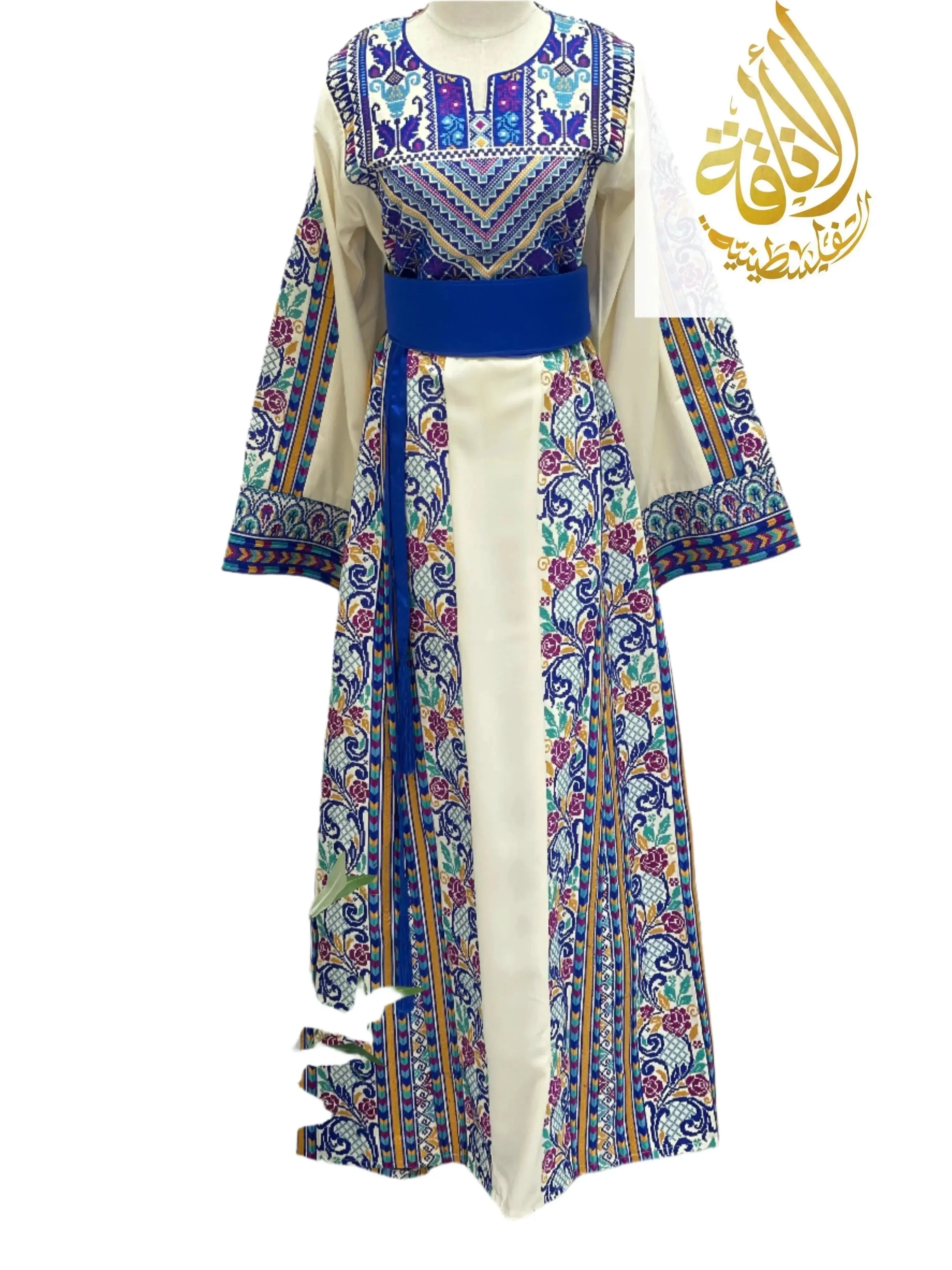 Distinctive Roses Embroidered Thoub: Sophisticated Elegance & Unique Charm Palestinian Elegance