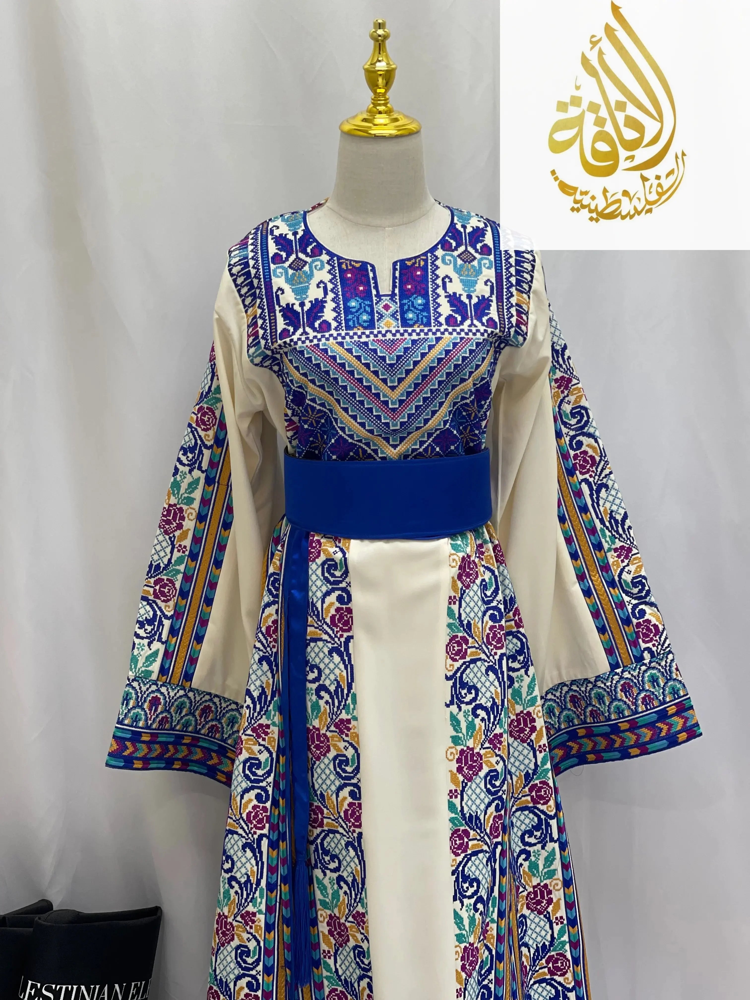 Distinctive Roses Embroidered Thoub: Sophisticated Elegance & Unique Charm Palestinian Elegance