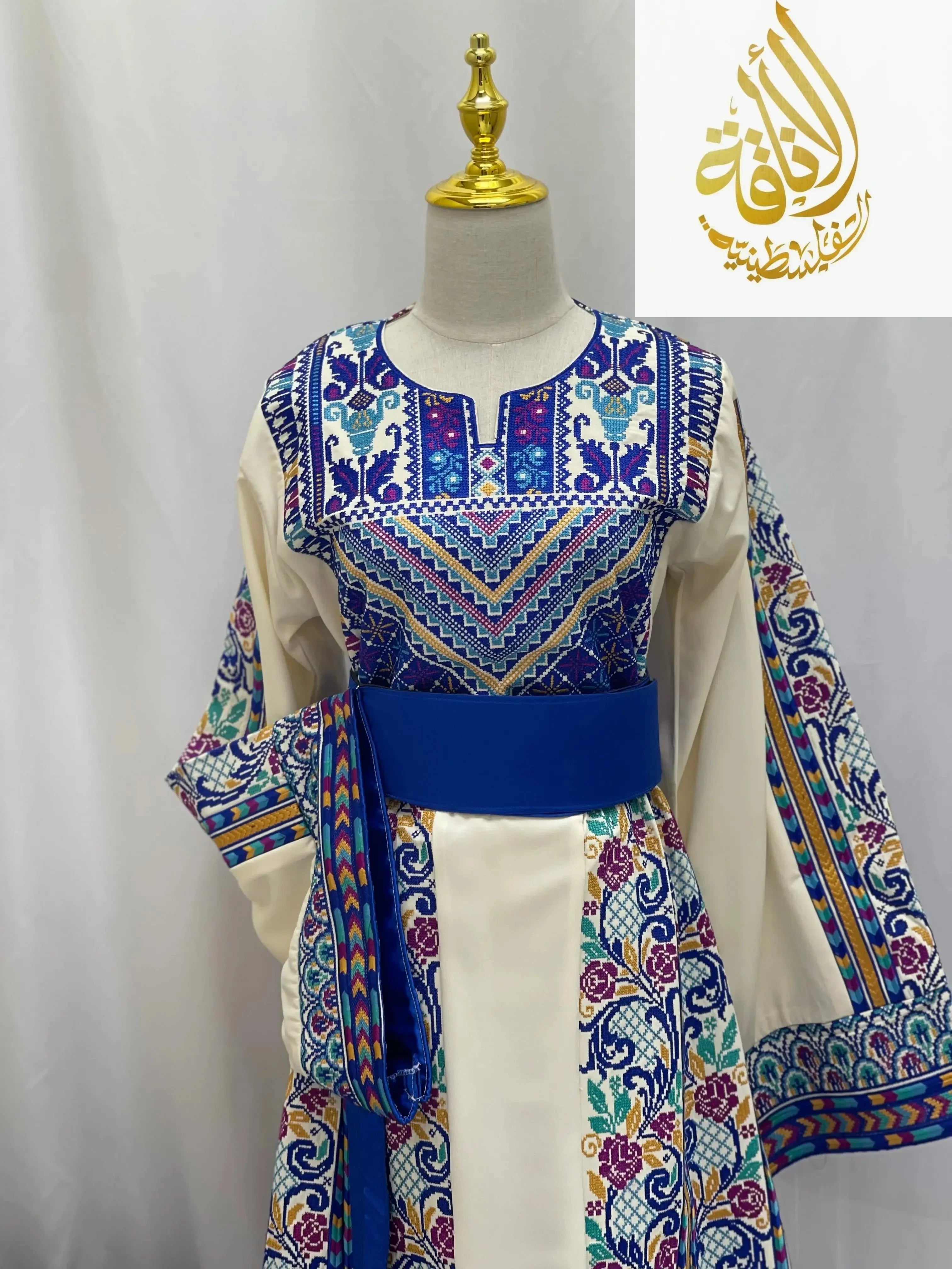 Distinctive Roses Embroidered Thoub: Sophisticated Elegance & Unique Charm Palestinian Elegance