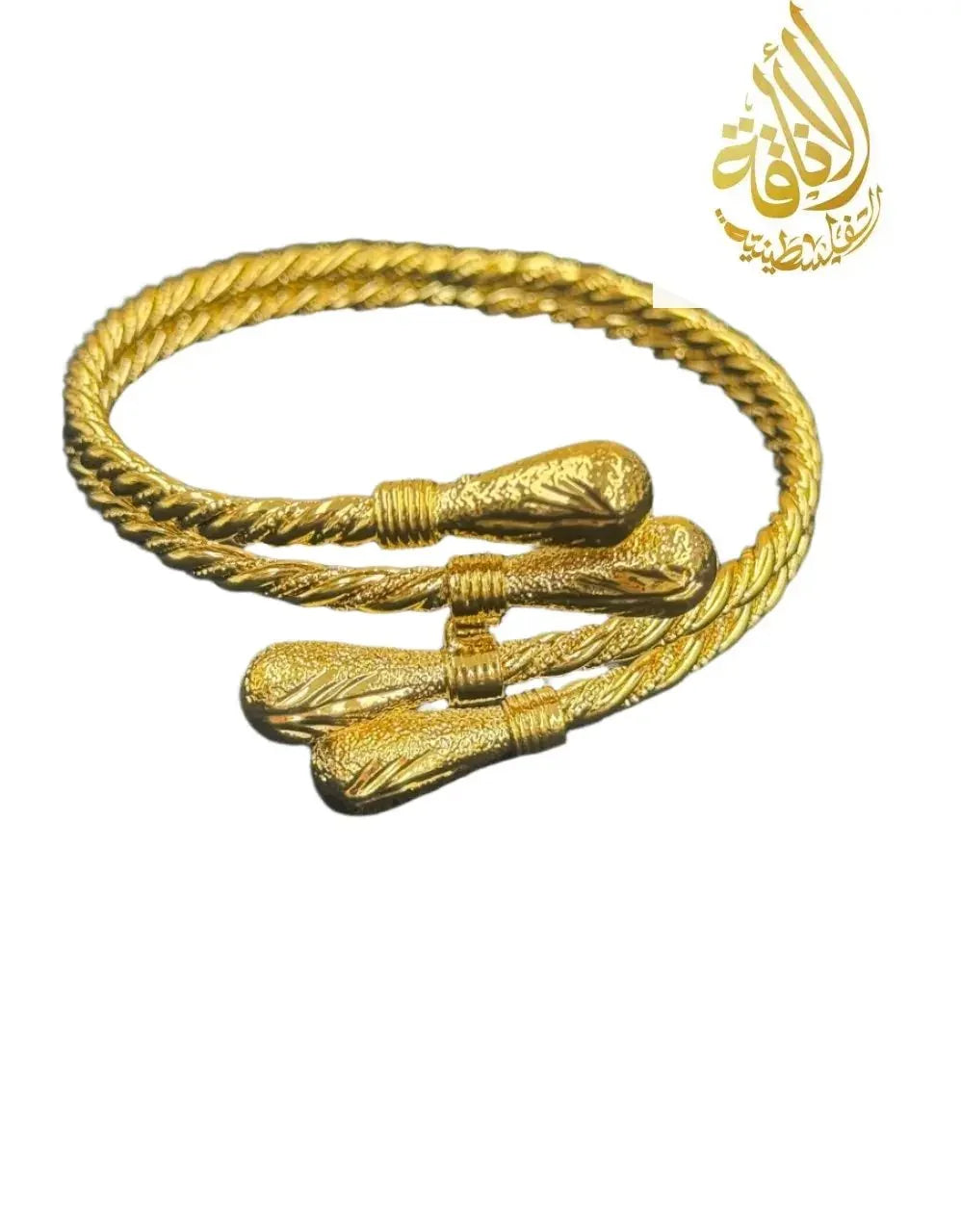 Palestinian Elegance imitated gold mabroume bracelet gold twist with intricate textured ends