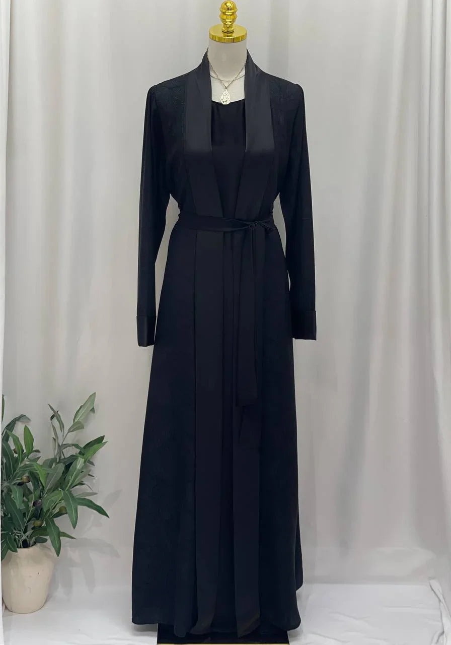 Floral Wave Satin Set Abaya