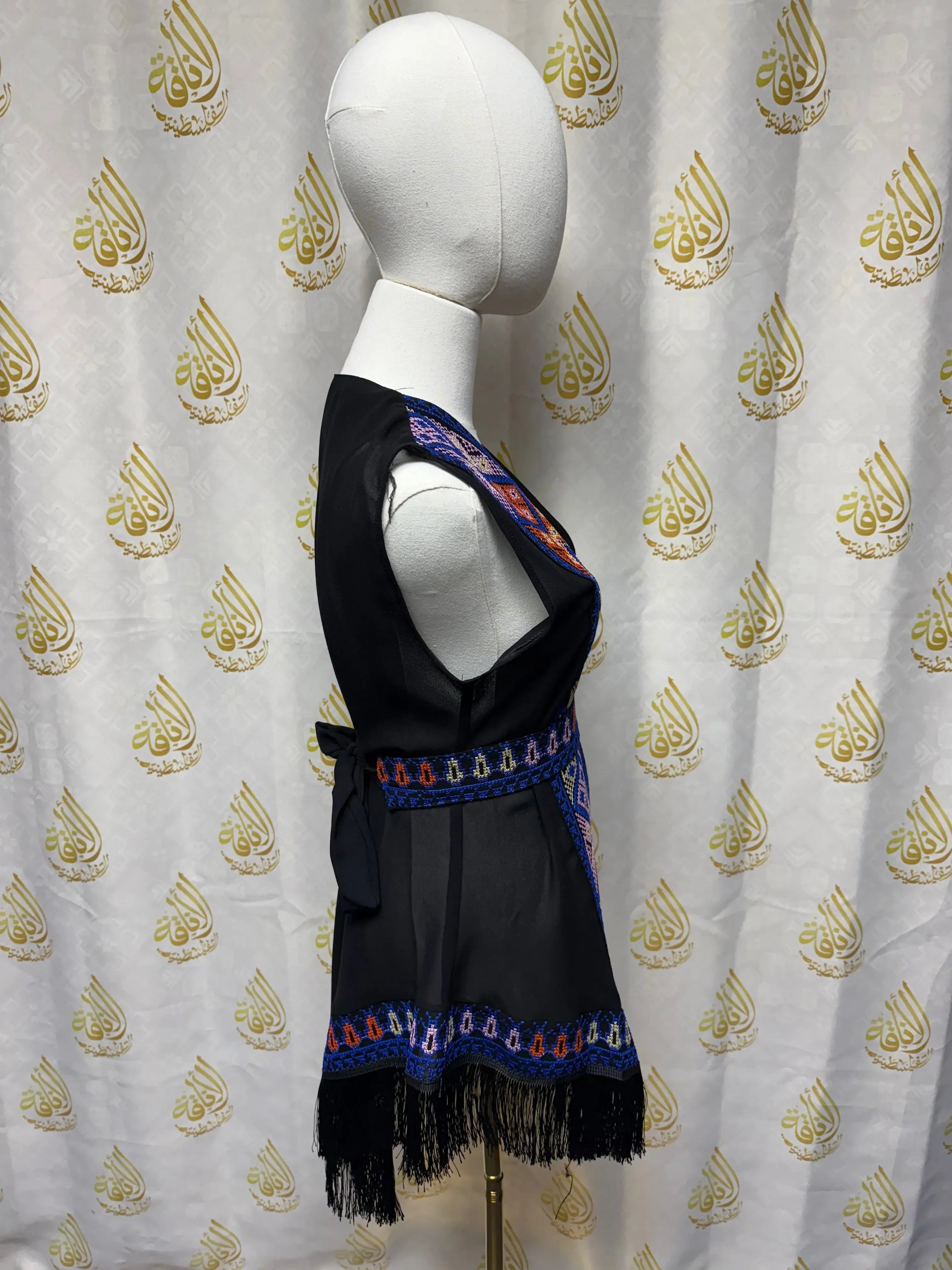 Embroidered Chiffon Vest Palestinian Elegance