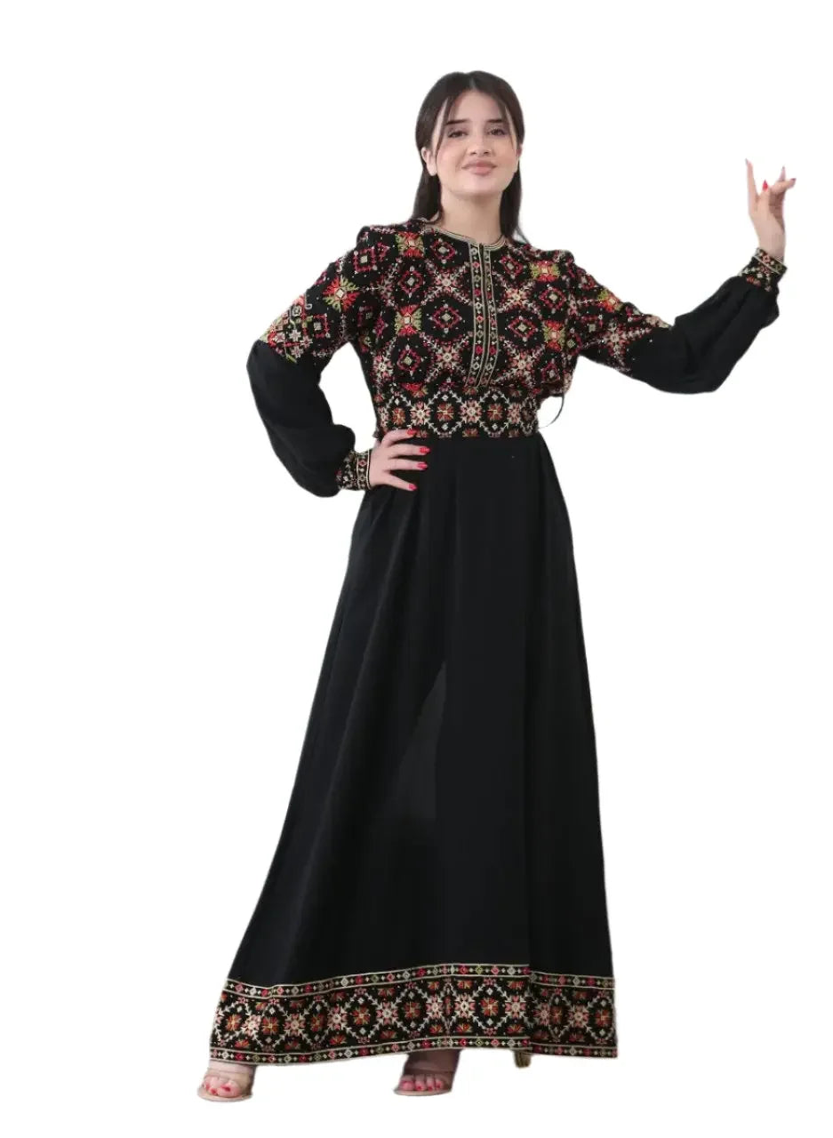 The Lina Embroidered Dress Palestinian Elegance