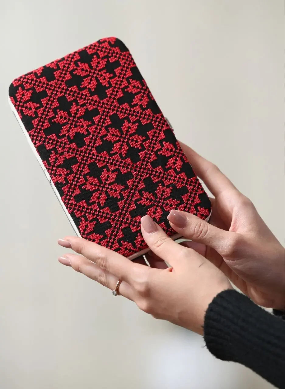 Stylish Mobile Embroidered Wallet - Convenient & Fashionable On-the-Go Accessory Palestinian Elegance