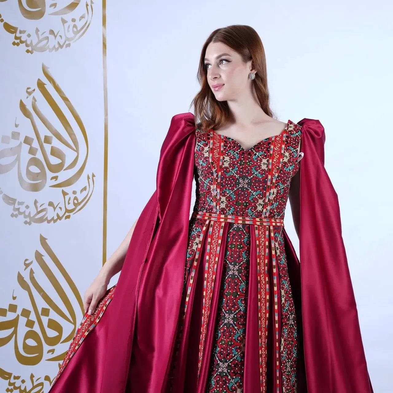 Intricate Tatreez Embroidery Ball Gown: Elegance and Cultural Heritage Palestinian Elegance