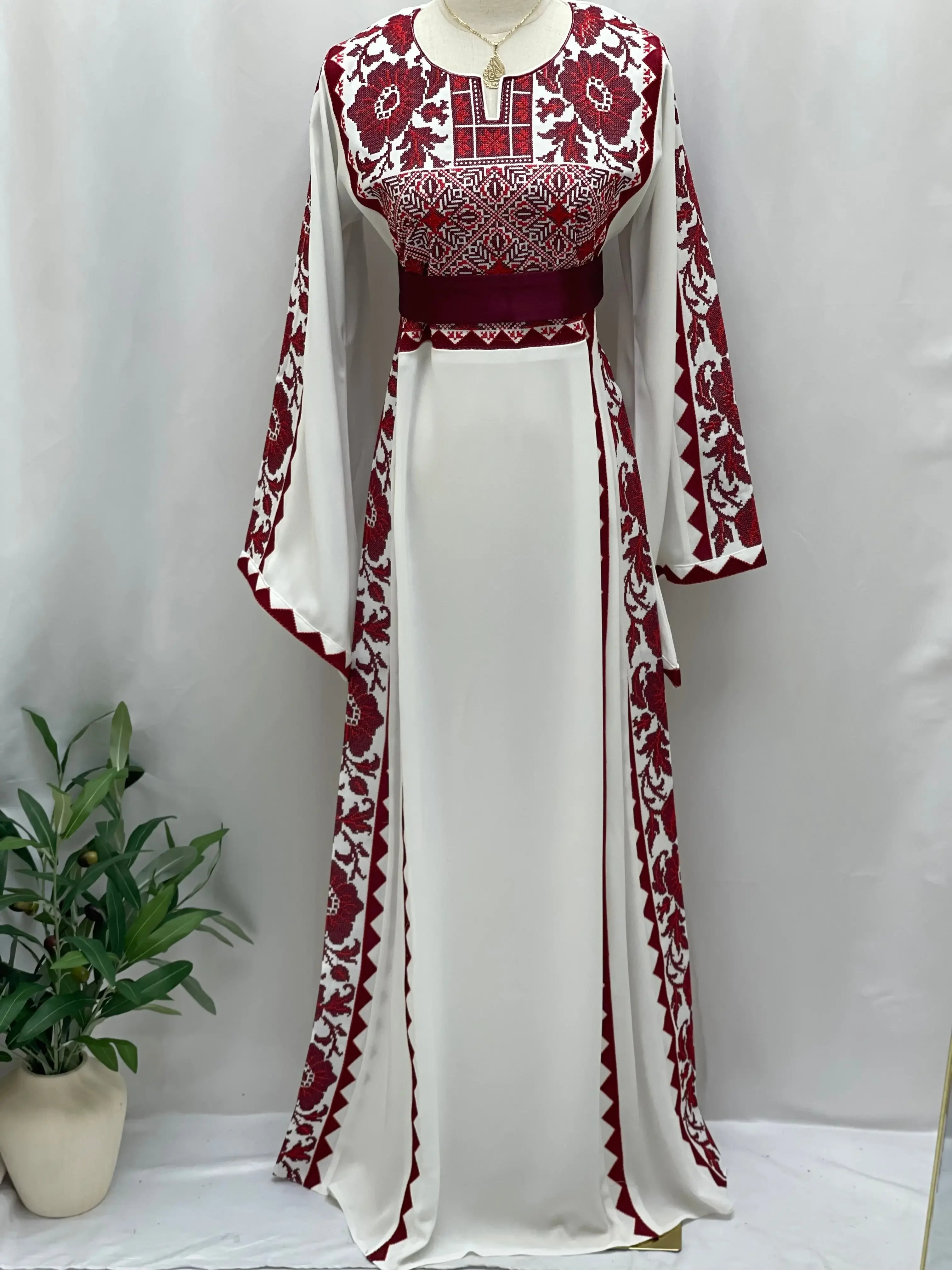 Embroidered Flowers Unique Thoub Palestinian Elegance