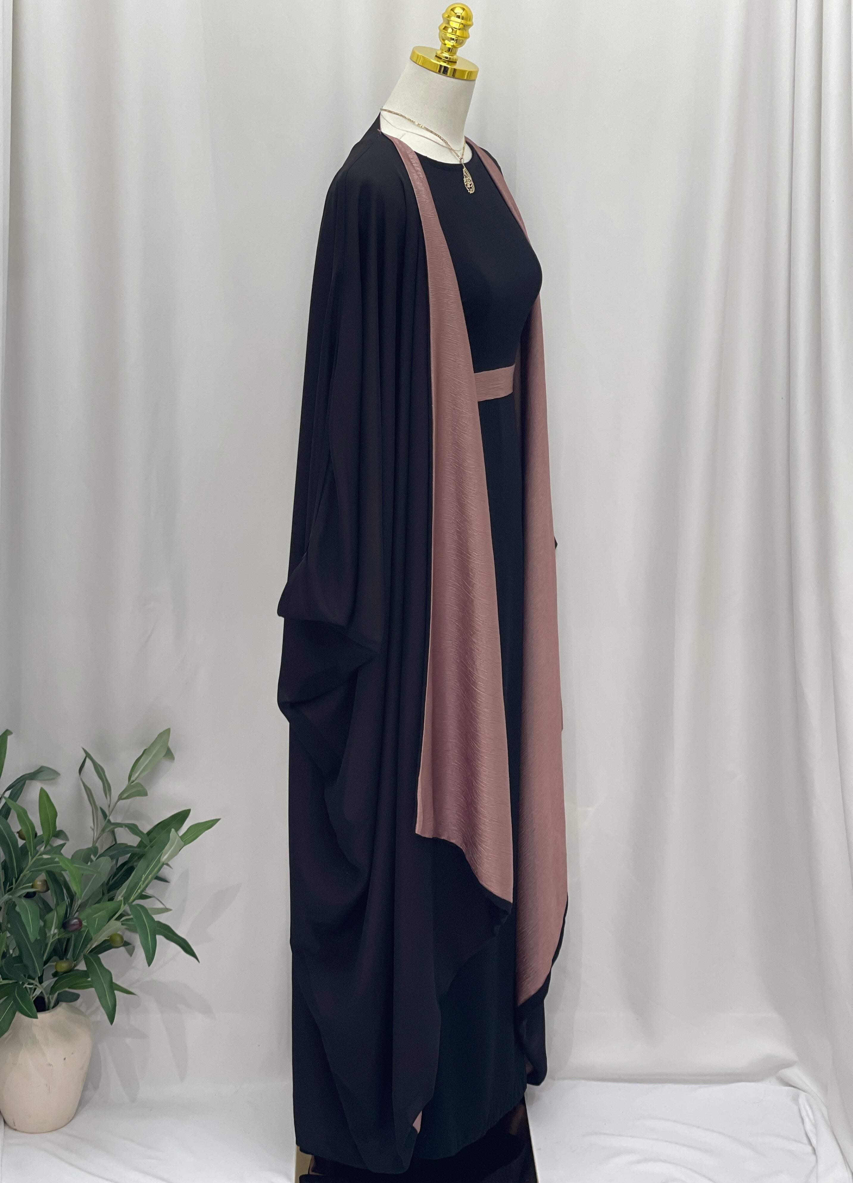 Reversible Satin-Crepe Abaya