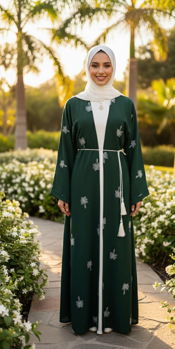 Palm Whisper 3-Piece Abaya Set