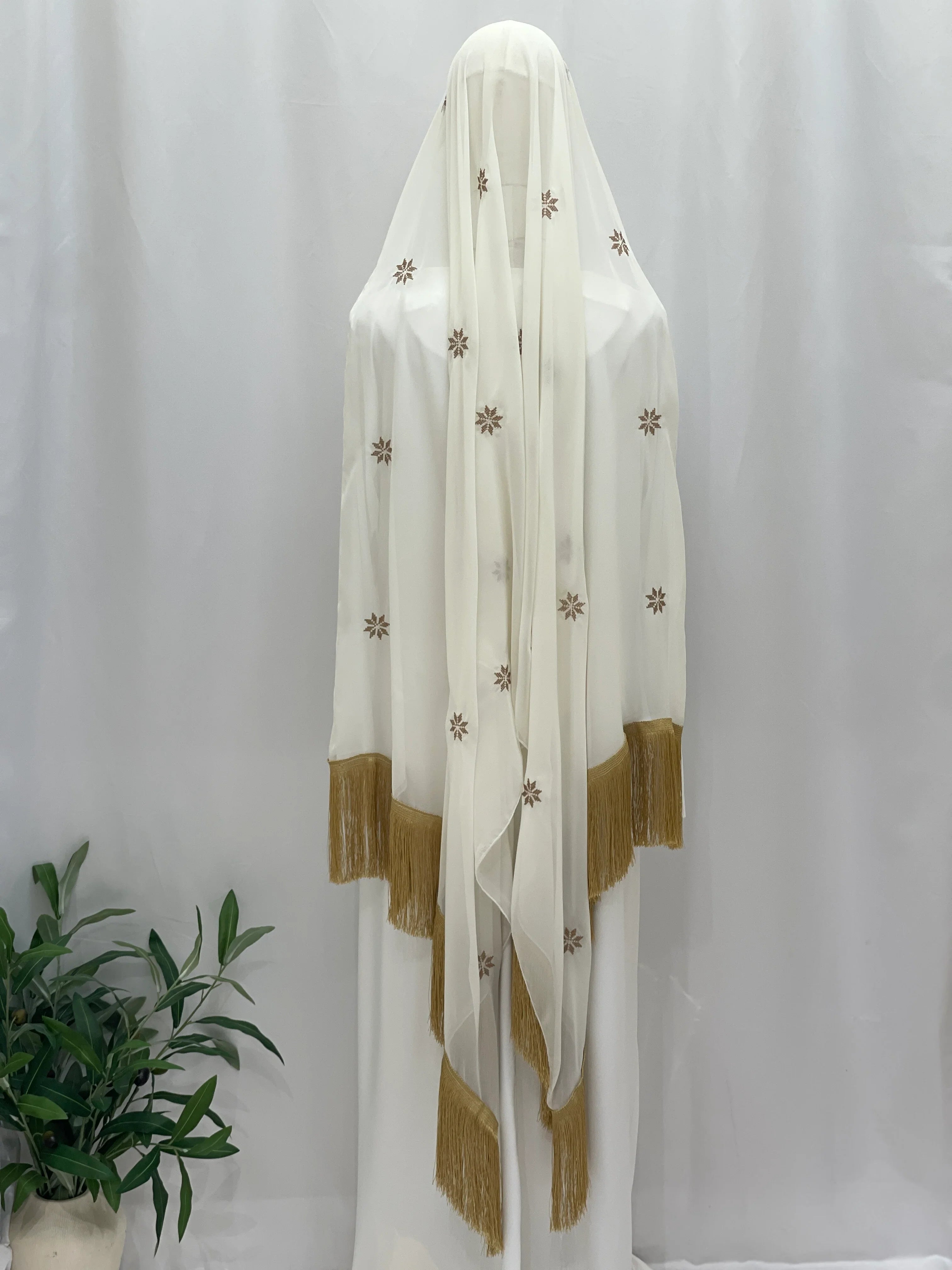 Golden Flowers Fringe Shawl-(Khirka)