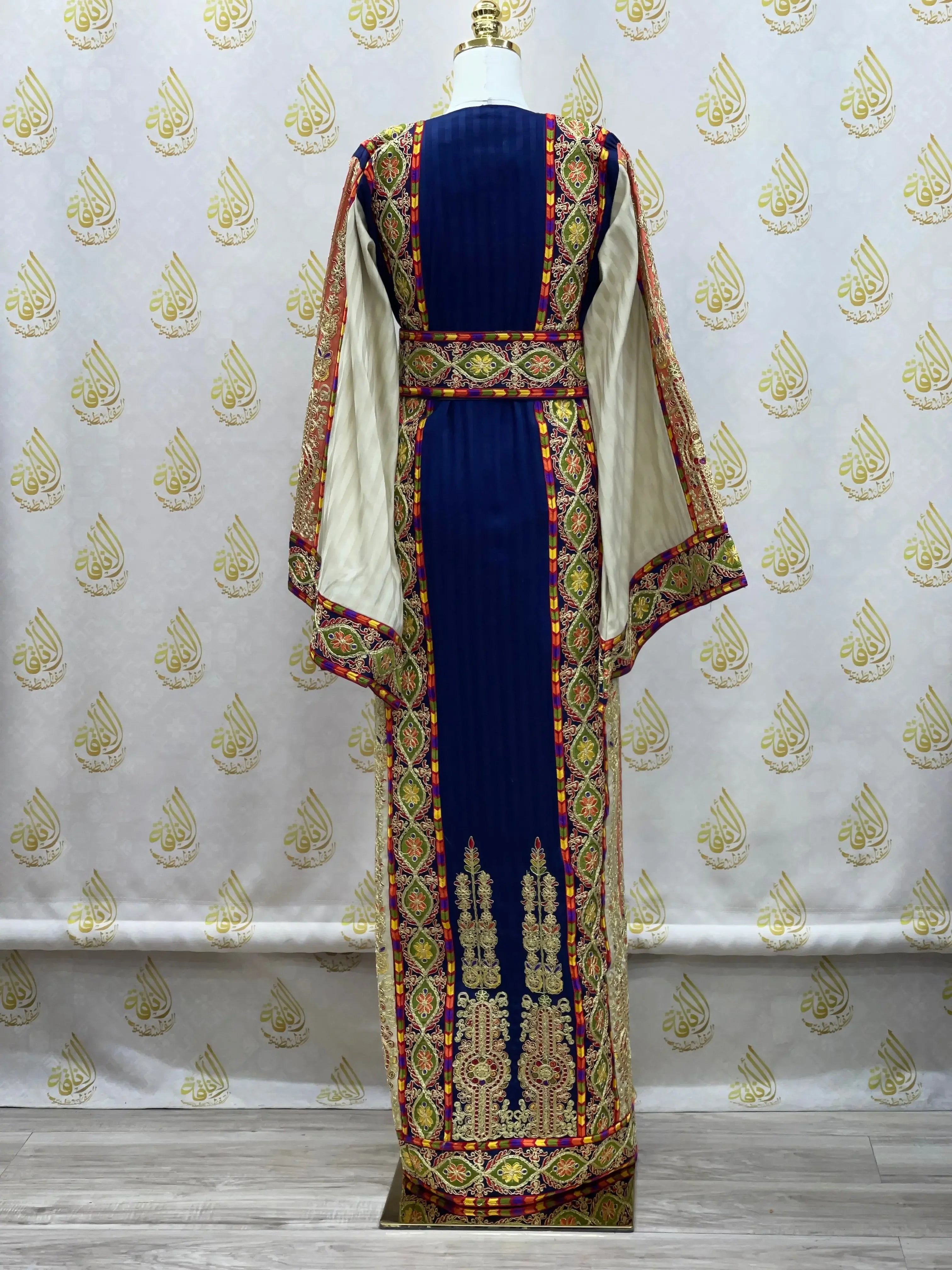 Embroidery Striped Malka Qasab Thoub: Traditional Elegance and Timeless Beauty Palestinian Elegance