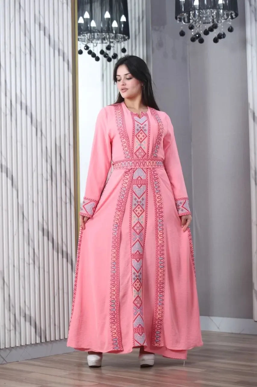 Elegant 2Pc Cy Embroidery Abaya: A Statement of Elegance and Style Palestinian Elegance