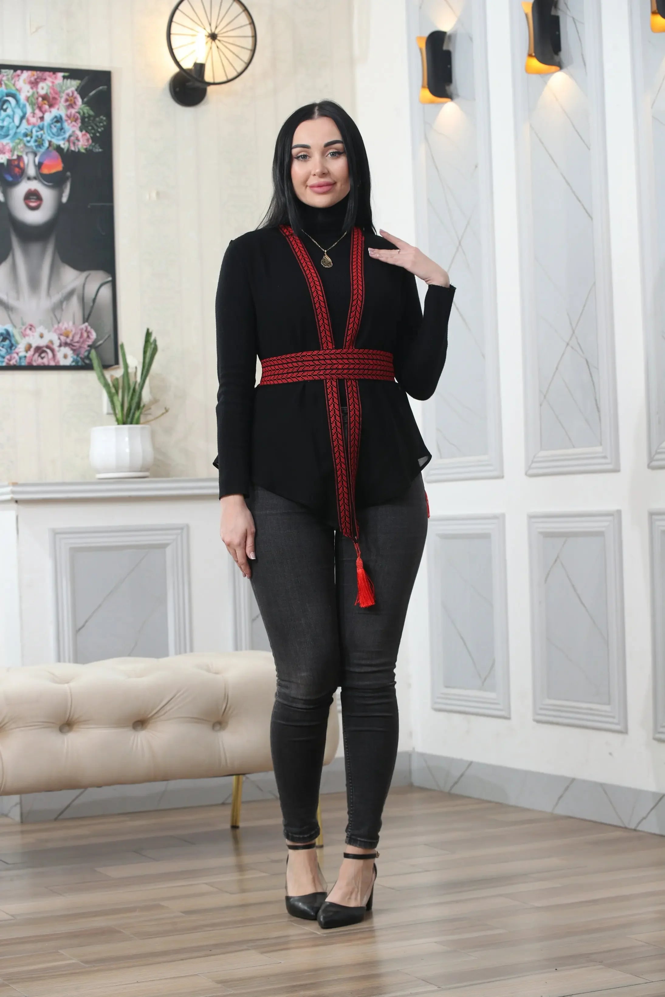 Chiffon Colorful Embroidered Vest - Vibrant & Stylish Layer Palestinian Elegance