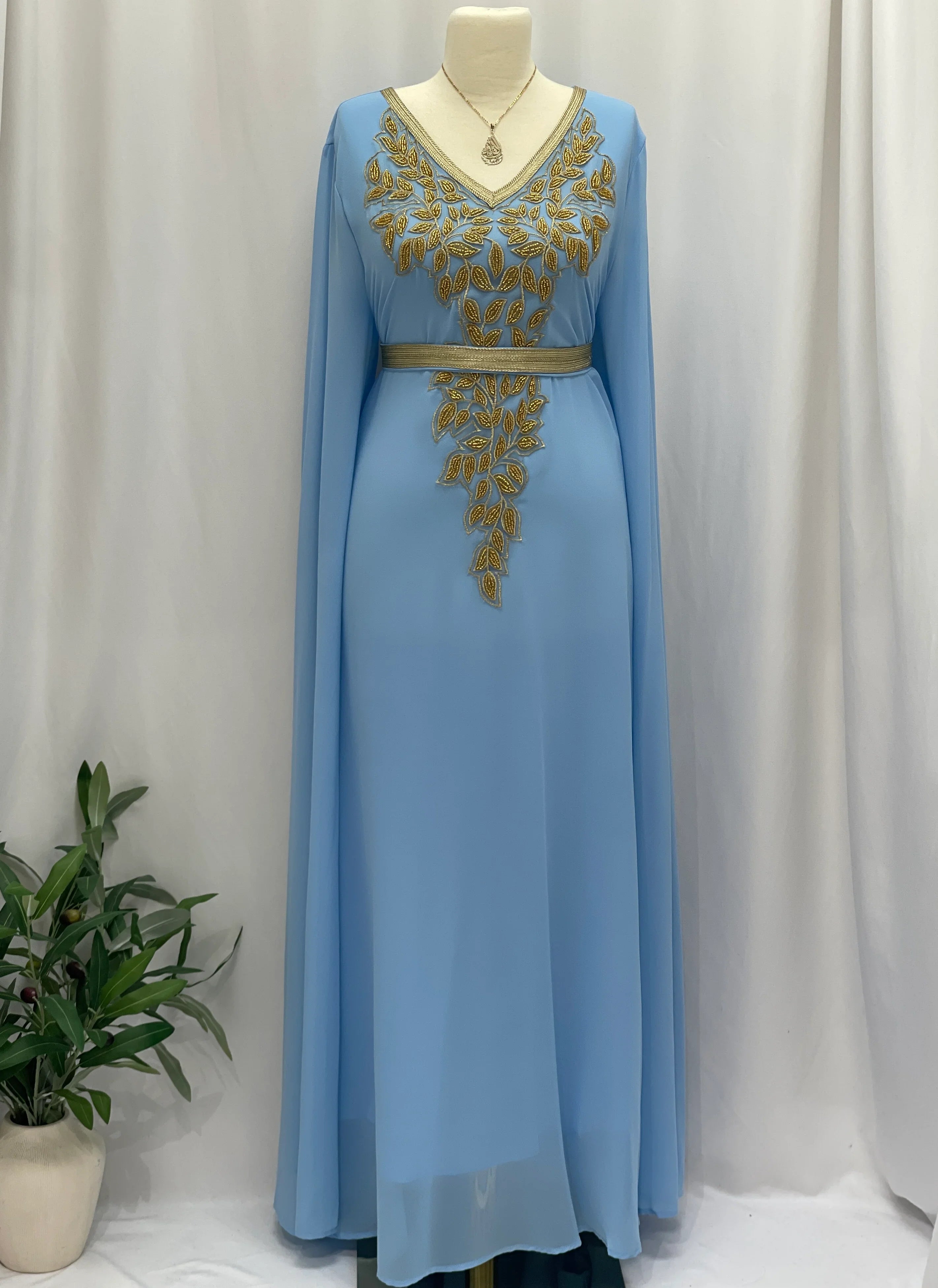 Celestial Azure Beaded Gown