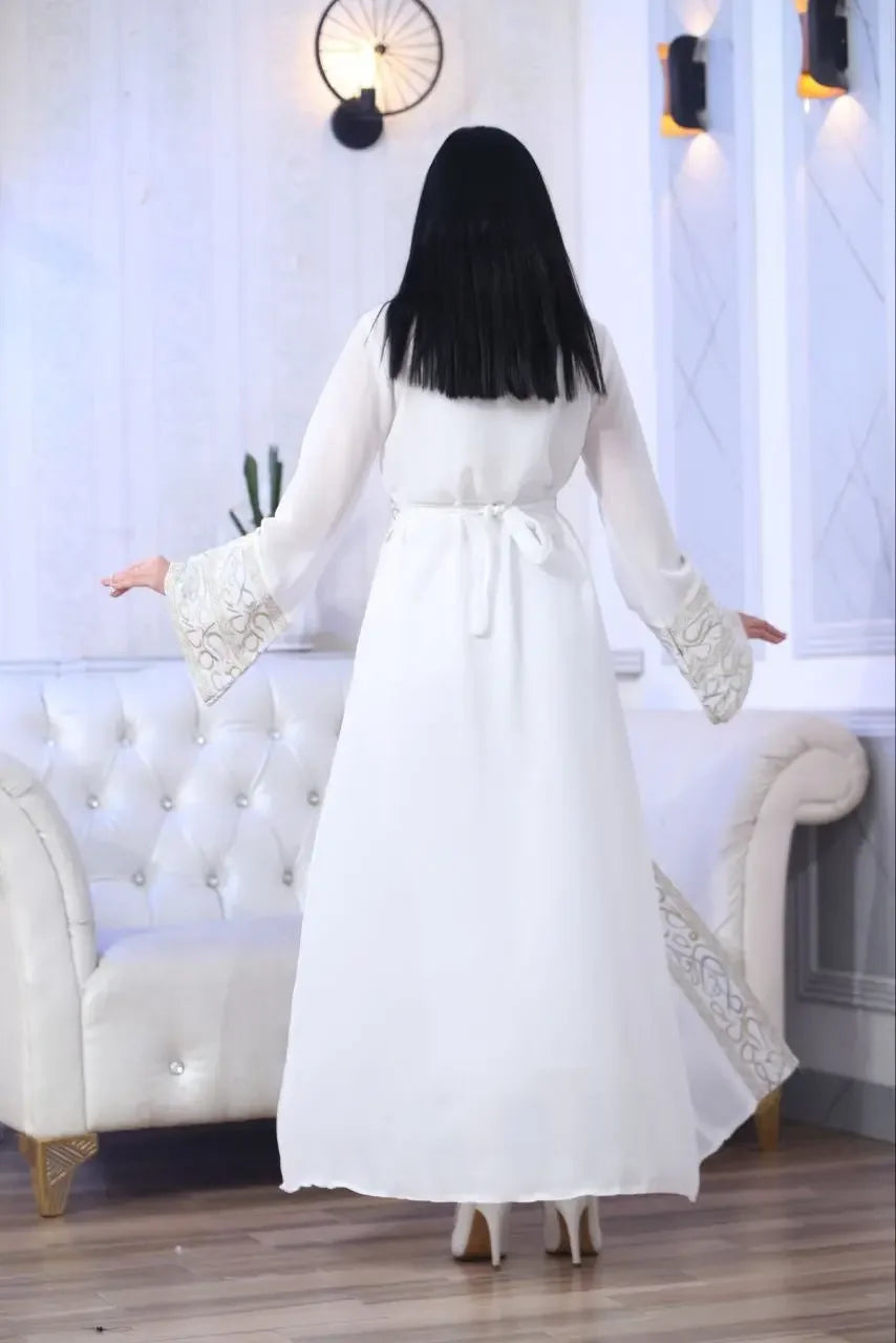 Chiffon Cardigan with Embroidered Palestinian Flag – Cultural Statement Piece Palestinian Elegance