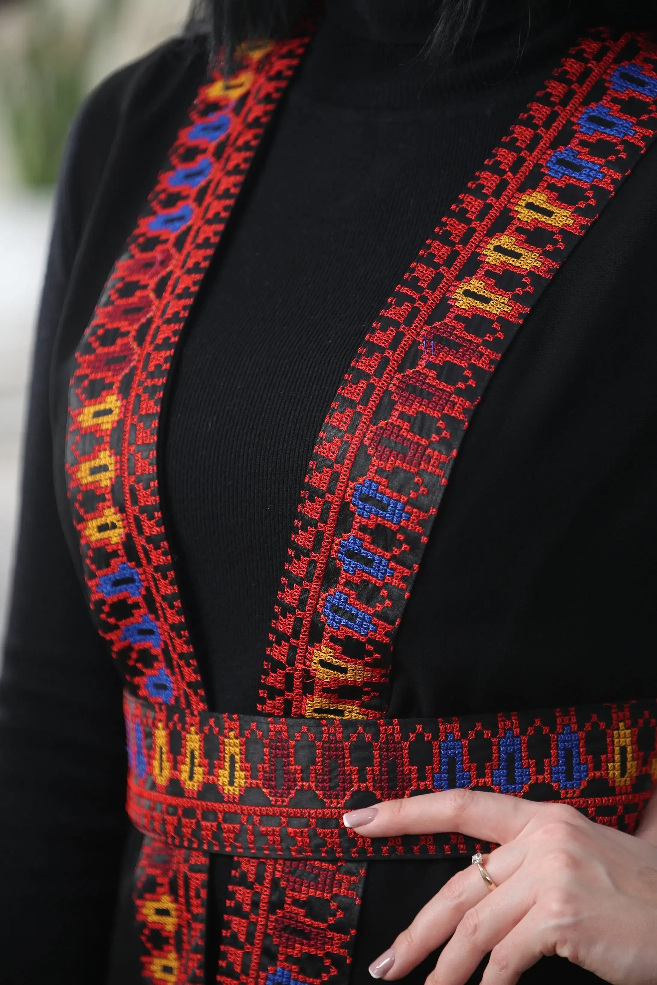 Chiffon Colorful Embroidered Vest - Vibrant & Stylish Layer Palestinian Elegance
