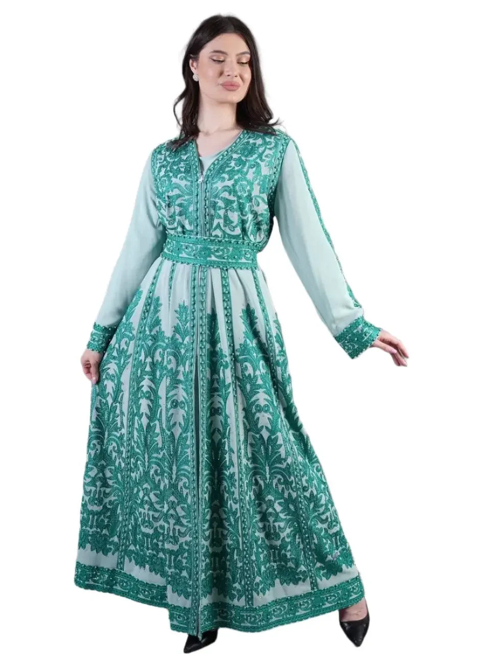 Luxurious Pearl Kaftan: Timeless Elegance and Sophisticated Comfort Palestinian Elegance