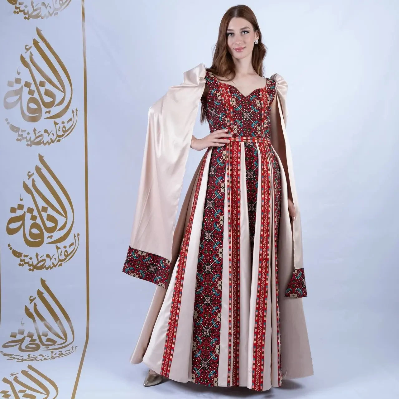 Intricate Tatreez Embroidery Ball Gown: Elegance and Cultural Heritage Palestinian Elegance