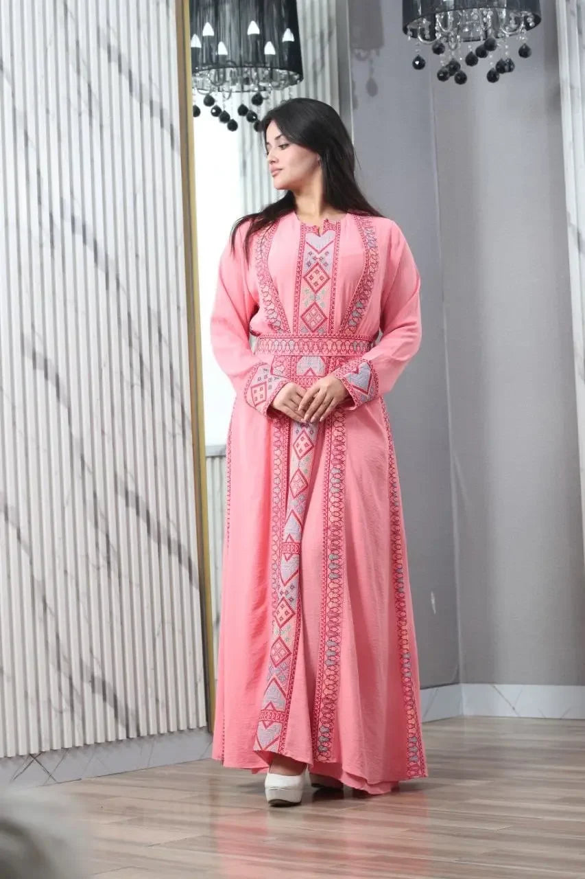 Elegant 2Pc Cy Embroidery Abaya: A Statement of Elegance and Style Palestinian Elegance
