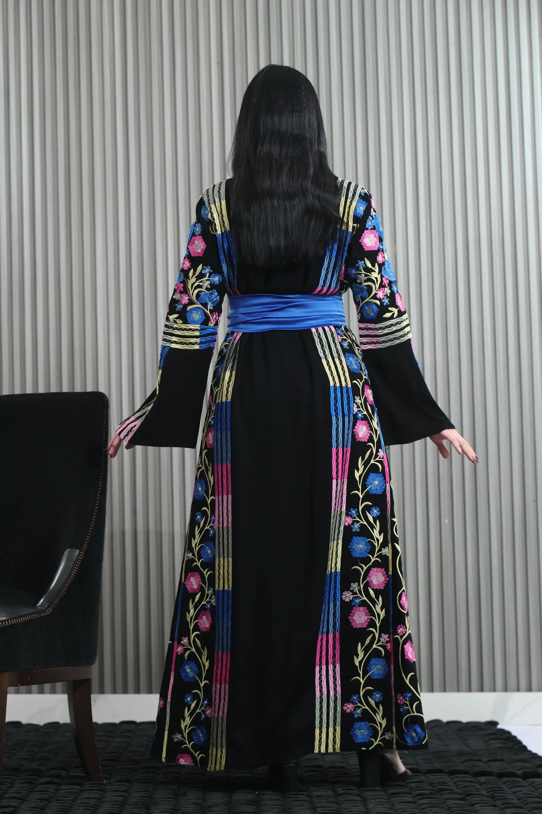 Vibrant Elegance: The Embroidered Multicolored Thoub Palestinian Elegance