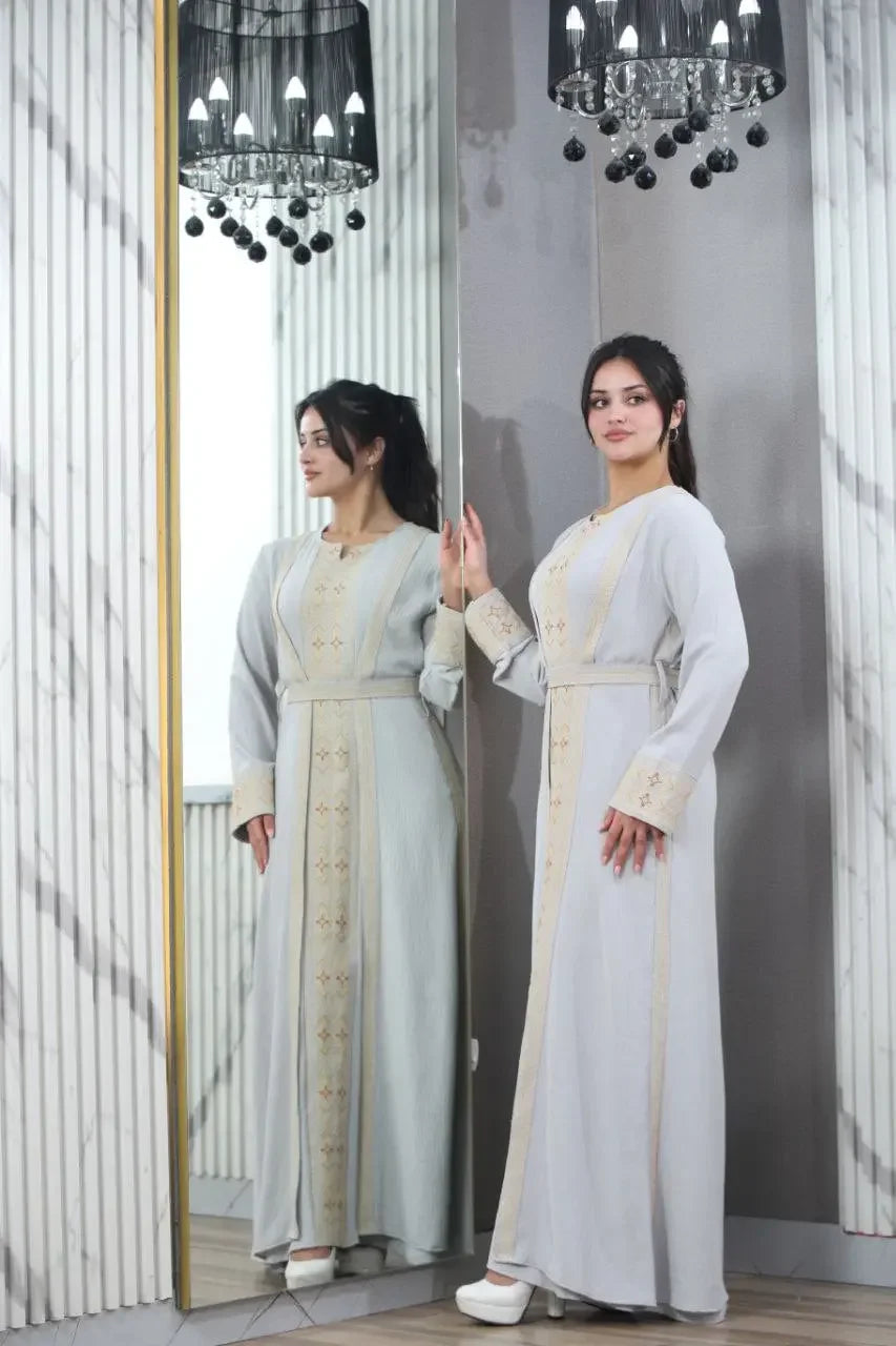 Simple Embroidery 2Pc Abaya: Elegance and Versatility in Modest Fashion Palestinian Elegance