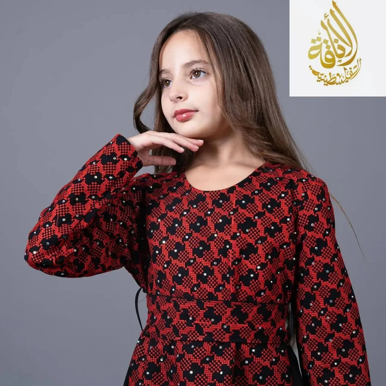Elegant Embroidered Girls Dress: Timeless Craftsmanship Palestinian Elegance