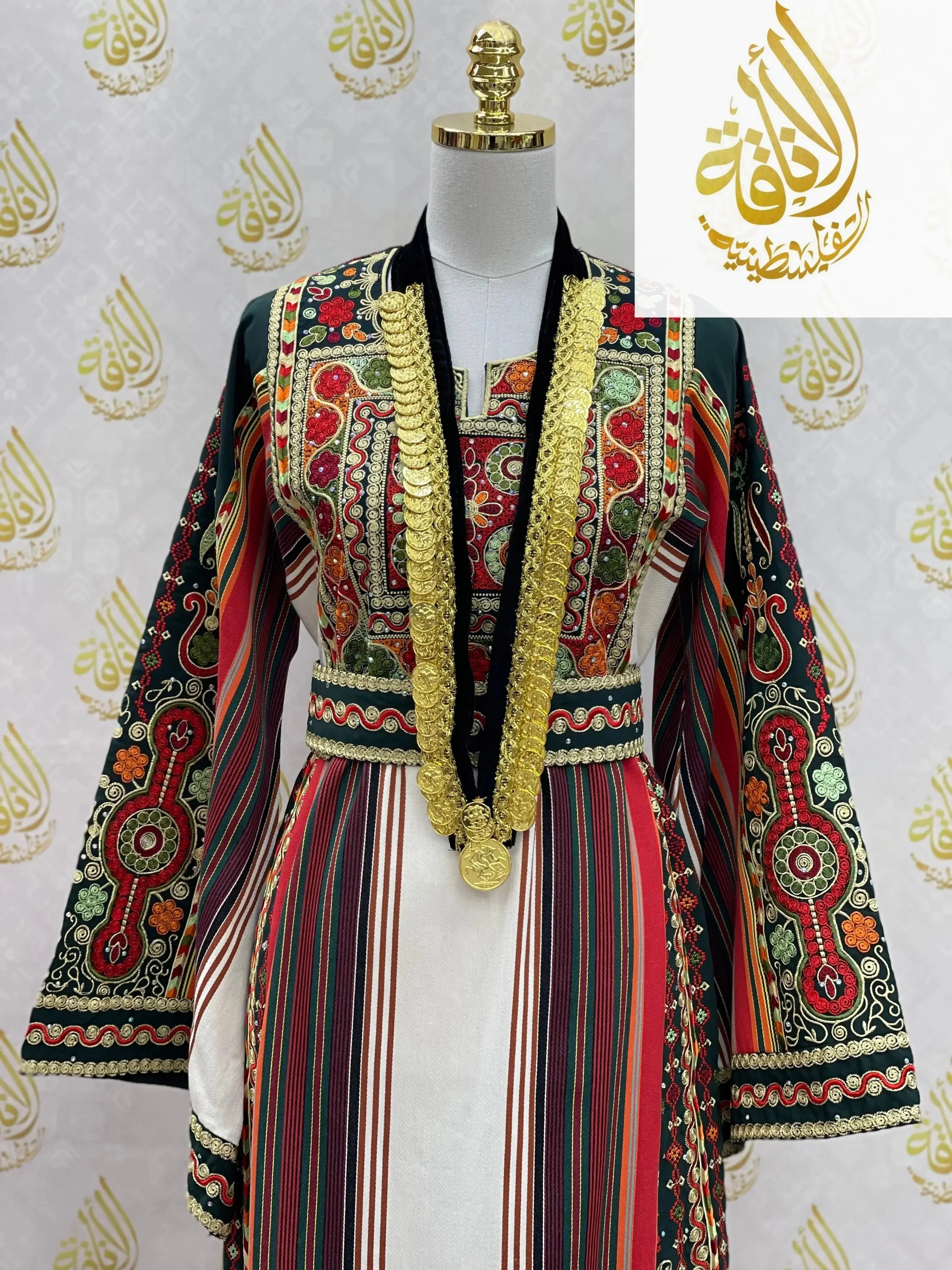 Elegant Faux Lira Set - Velvet with 24K Gold & Silver-Look Stitching Palestinian Elegance