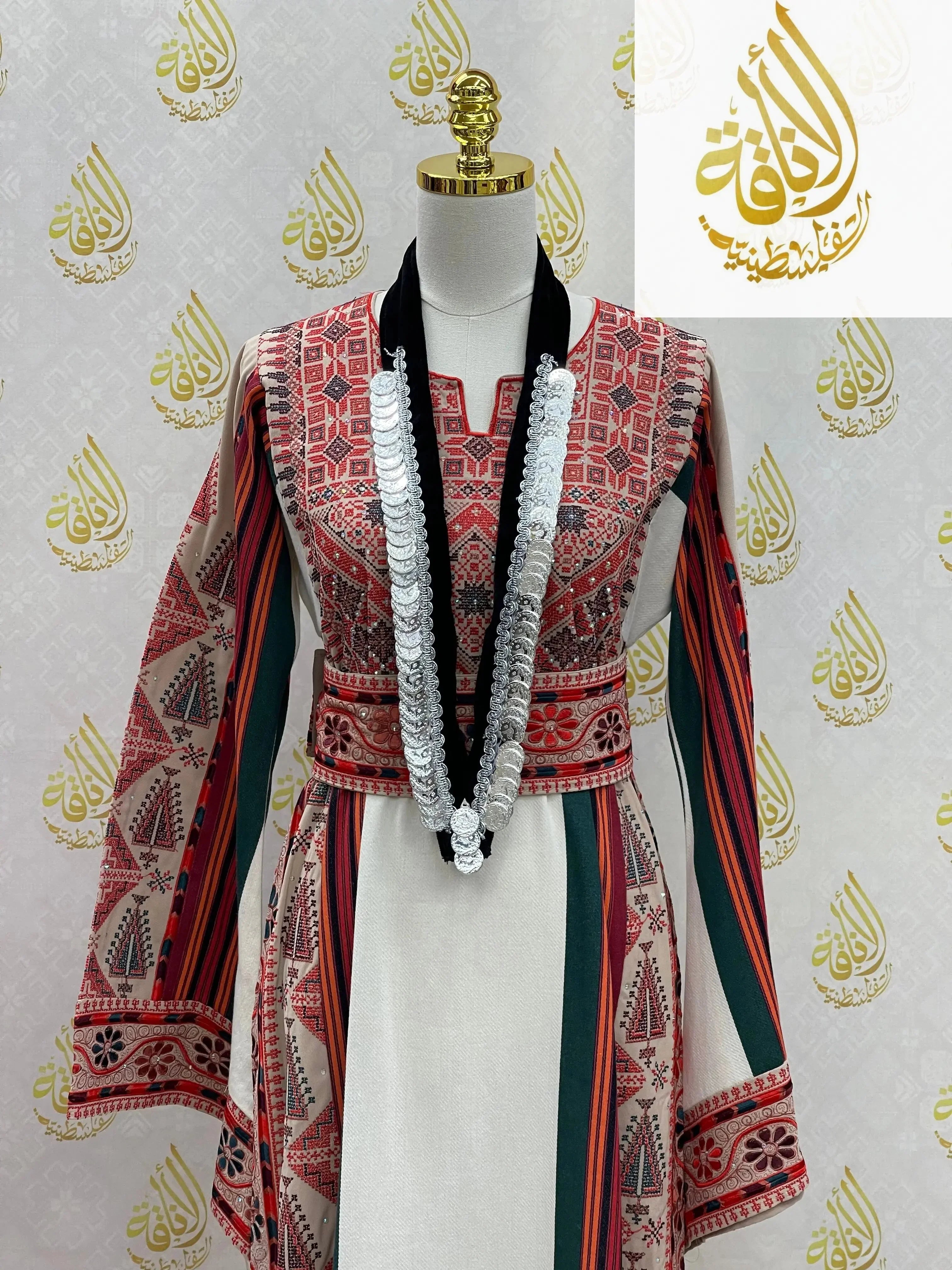 Elegant Faux Lira Set - Velvet with 24K Gold & Silver-Look Stitching Palestinian Elegance