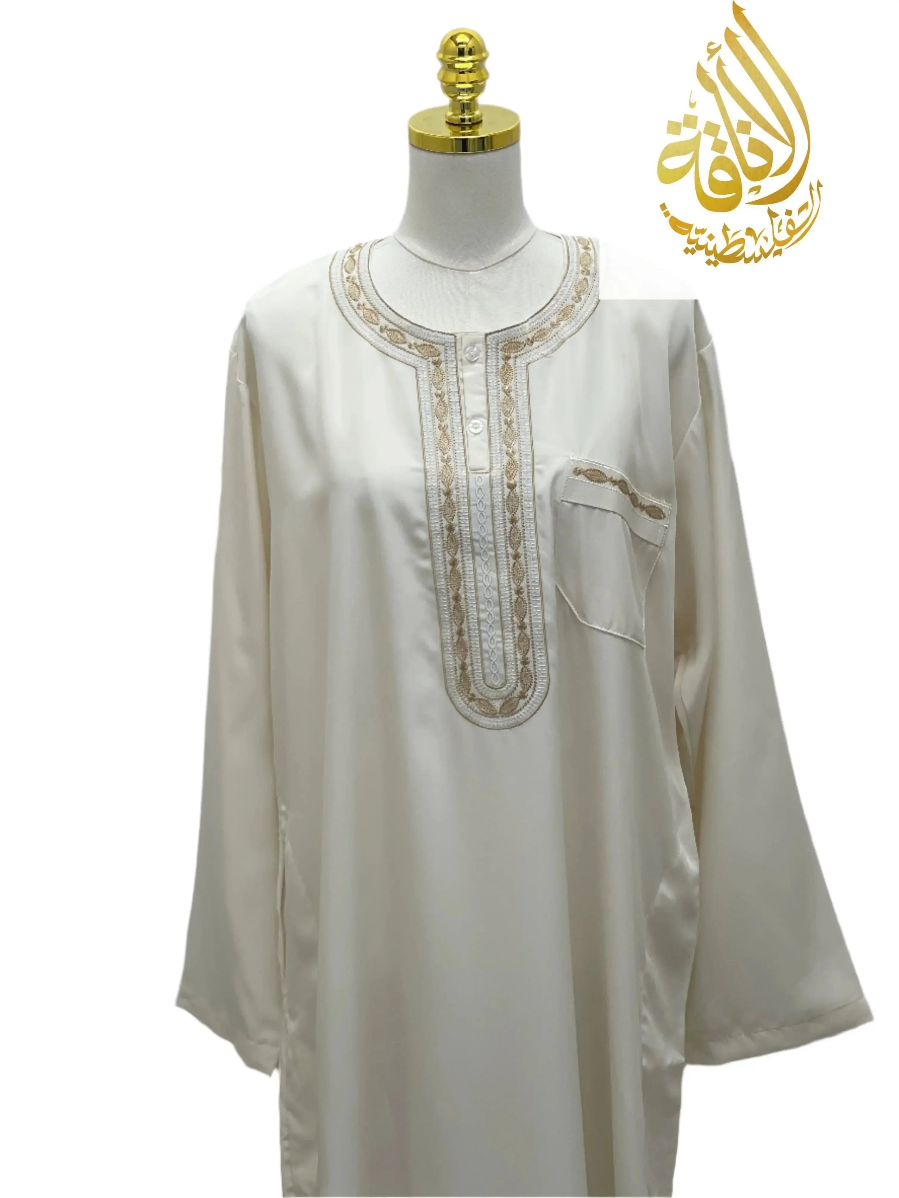 Elegant Multi-Color Thobes with Gold Embroidery - Palestinian Elegance