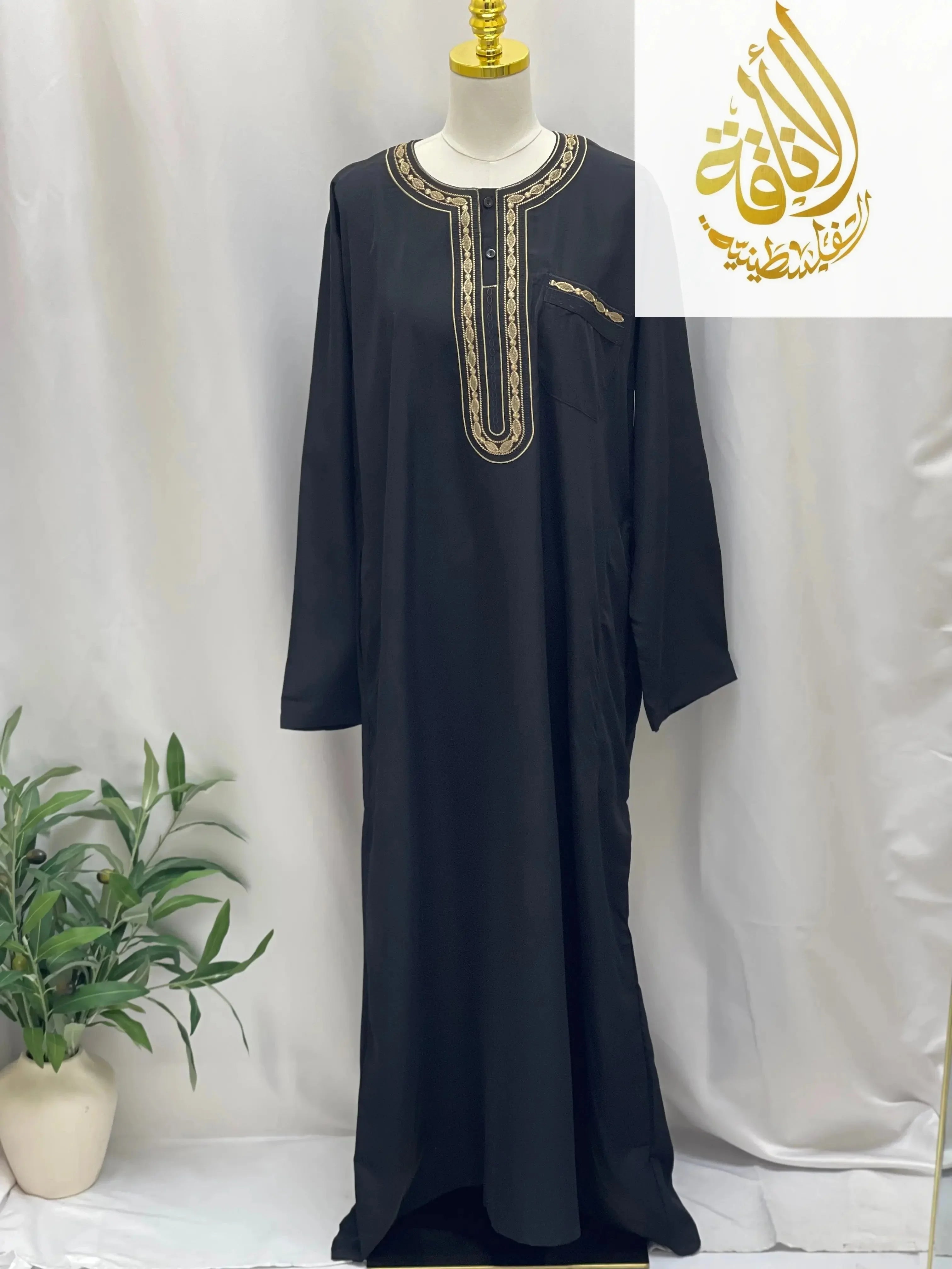 Elegant Multi-Color Thobes with Gold Embroidery - Palestinian Elegance