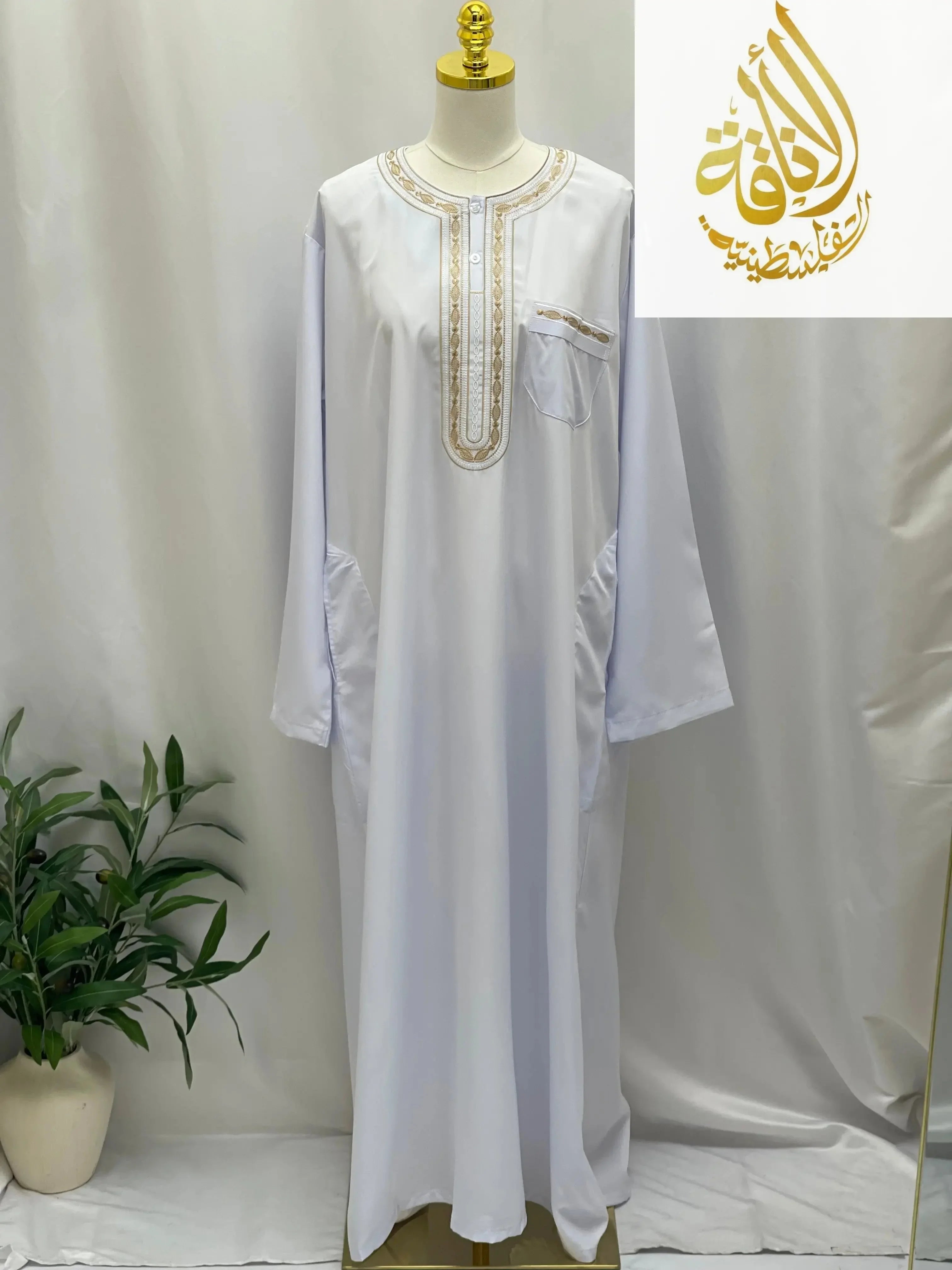 Elegant Multi-Color Thobes with Gold Embroidery - Palestinian Elegance