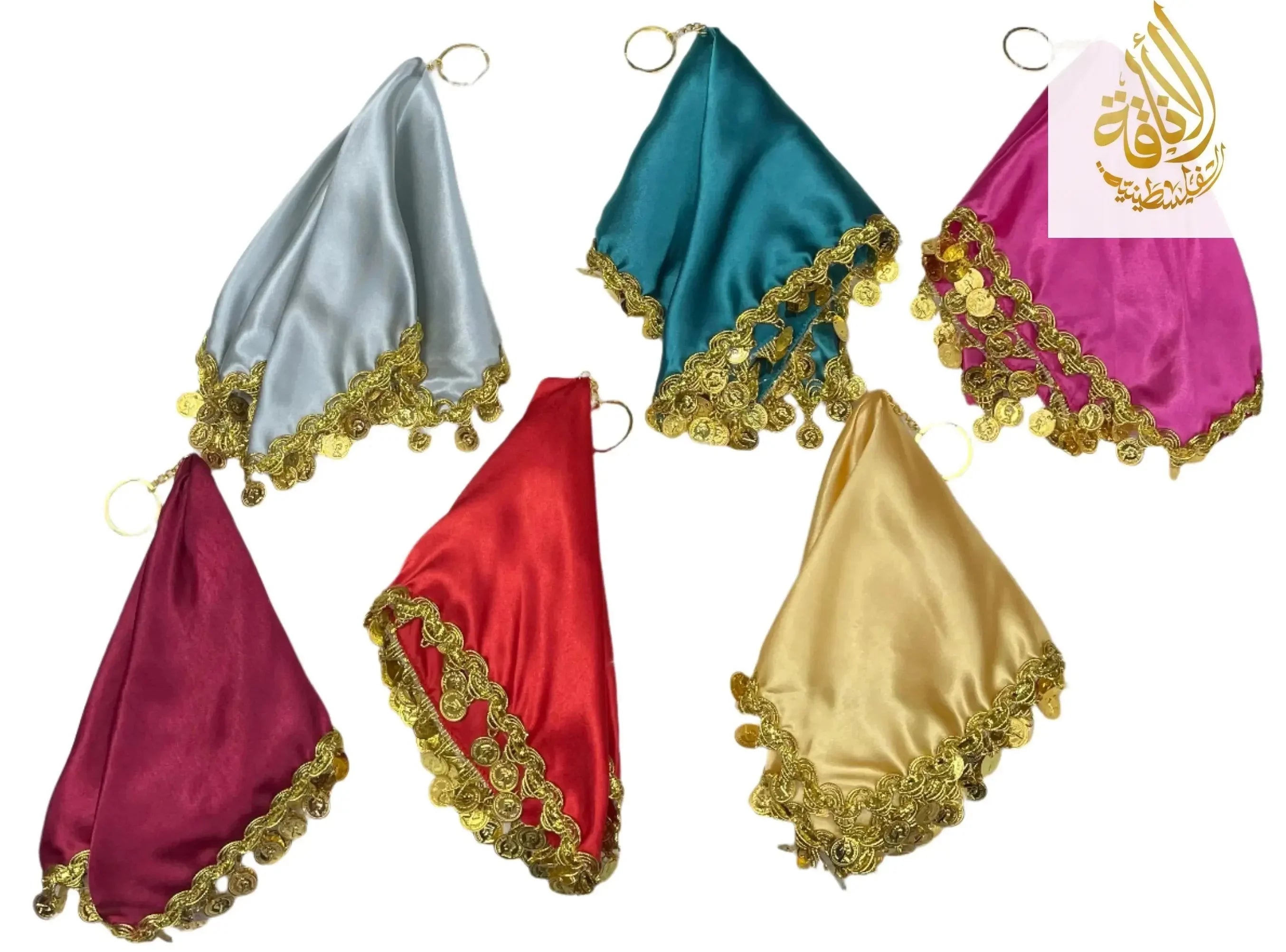 Elegant Satin Mandil Featuring Lerat Dancing Design - Perfect for Cultural Celebrations Palestinian Elegance