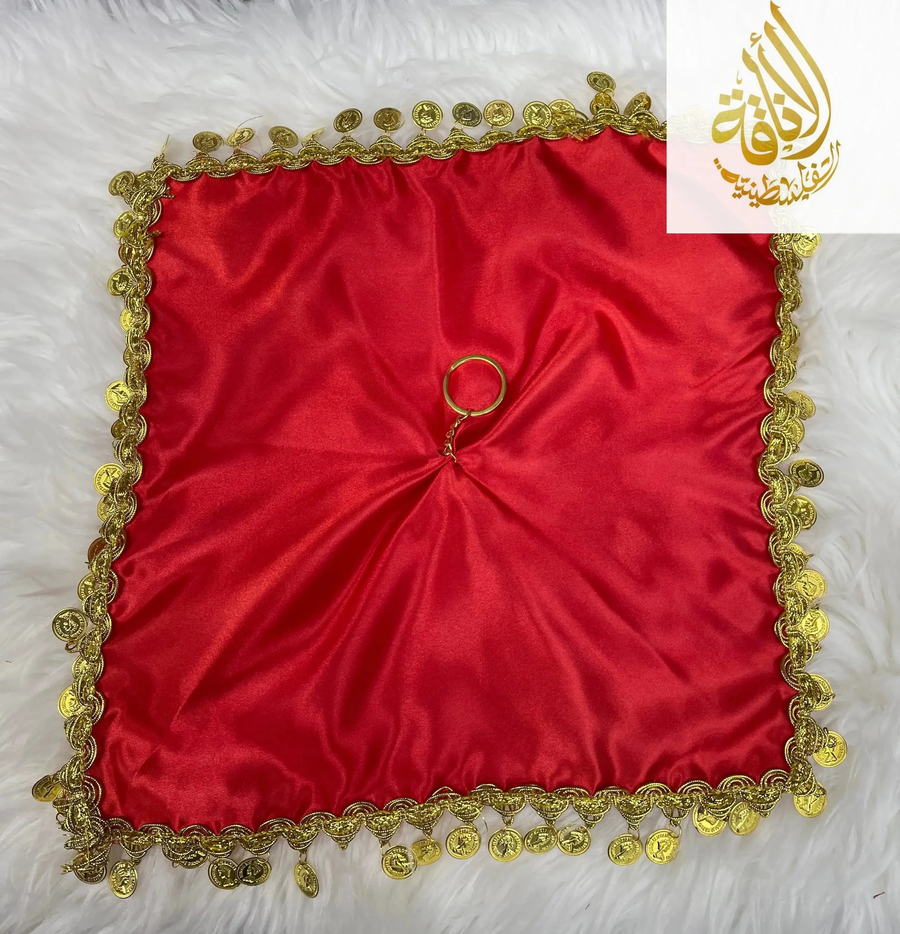 Elegant Satin Mandil Featuring Lerat Dancing Design - Perfect for Cultural Celebrations Palestinian Elegance
