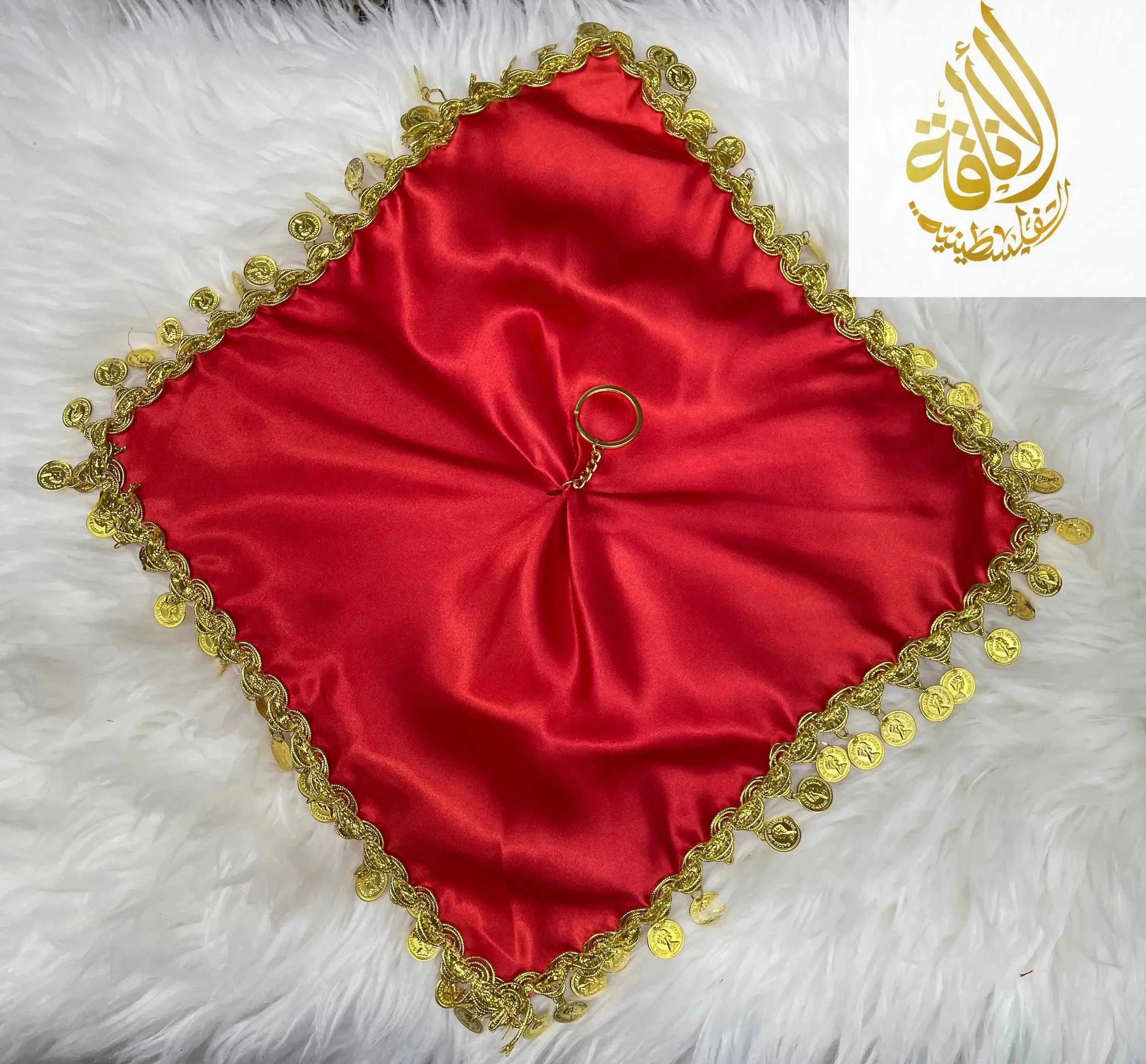 Elegant Satin Mandil Featuring Lerat Dancing Design - Perfect for Cultural Celebrations Palestinian Elegance