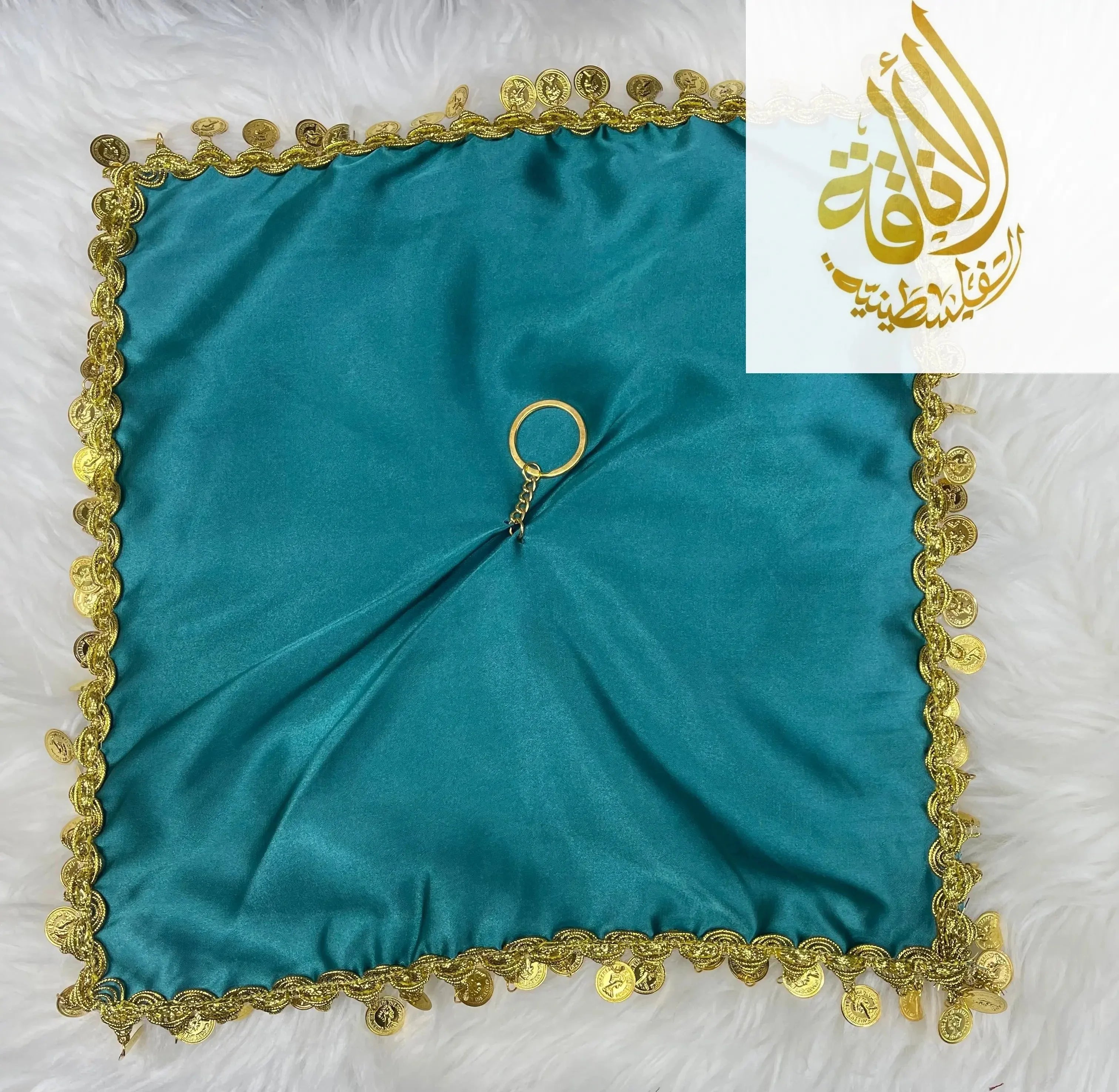 Elegant Satin Mandil Featuring Lerat Dancing Design - Perfect for Cultural Celebrations Palestinian Elegance