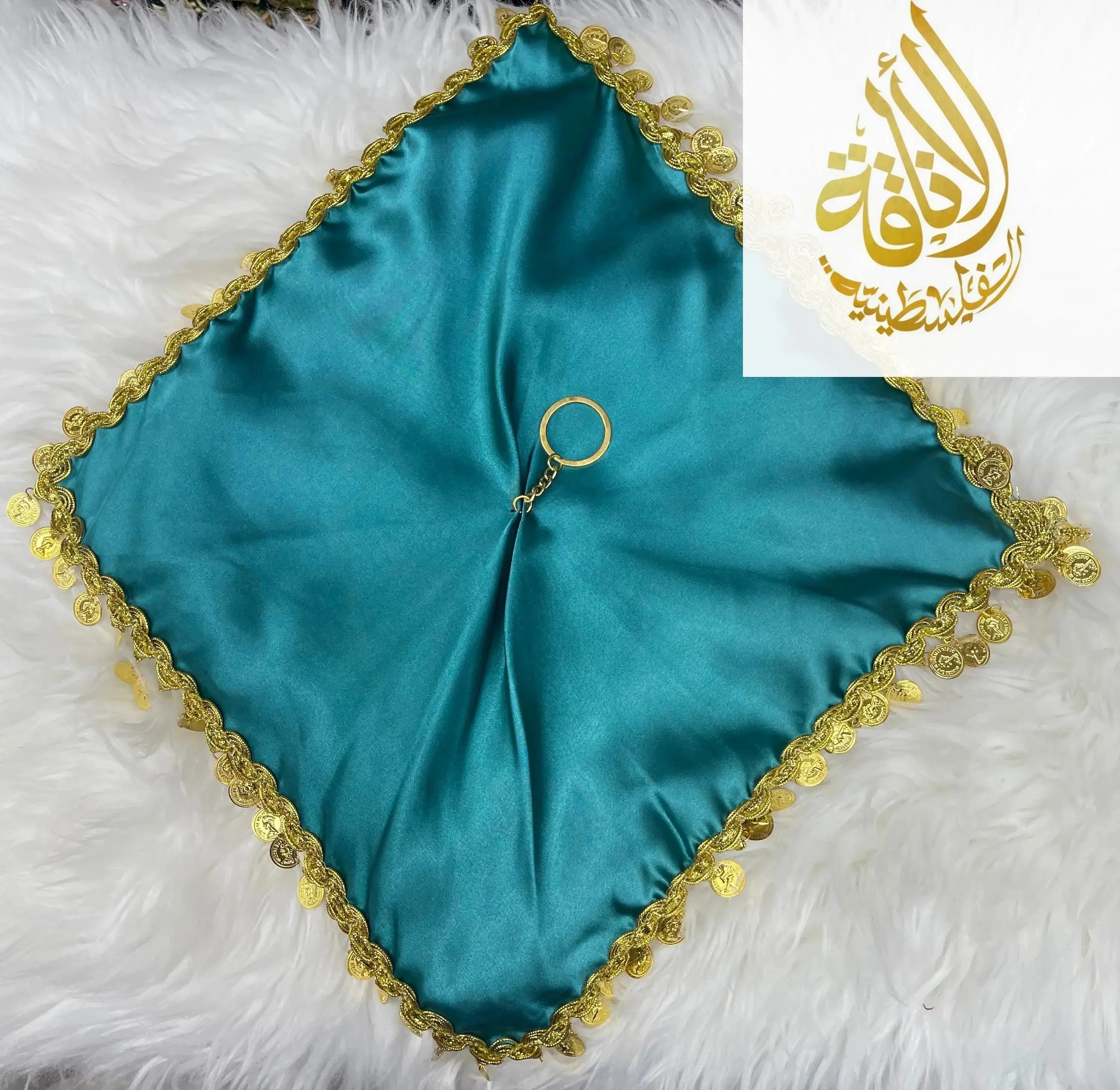 Elegant Satin Mandil Featuring Lerat Dancing Design - Perfect for Cultural Celebrations Palestinian Elegance
