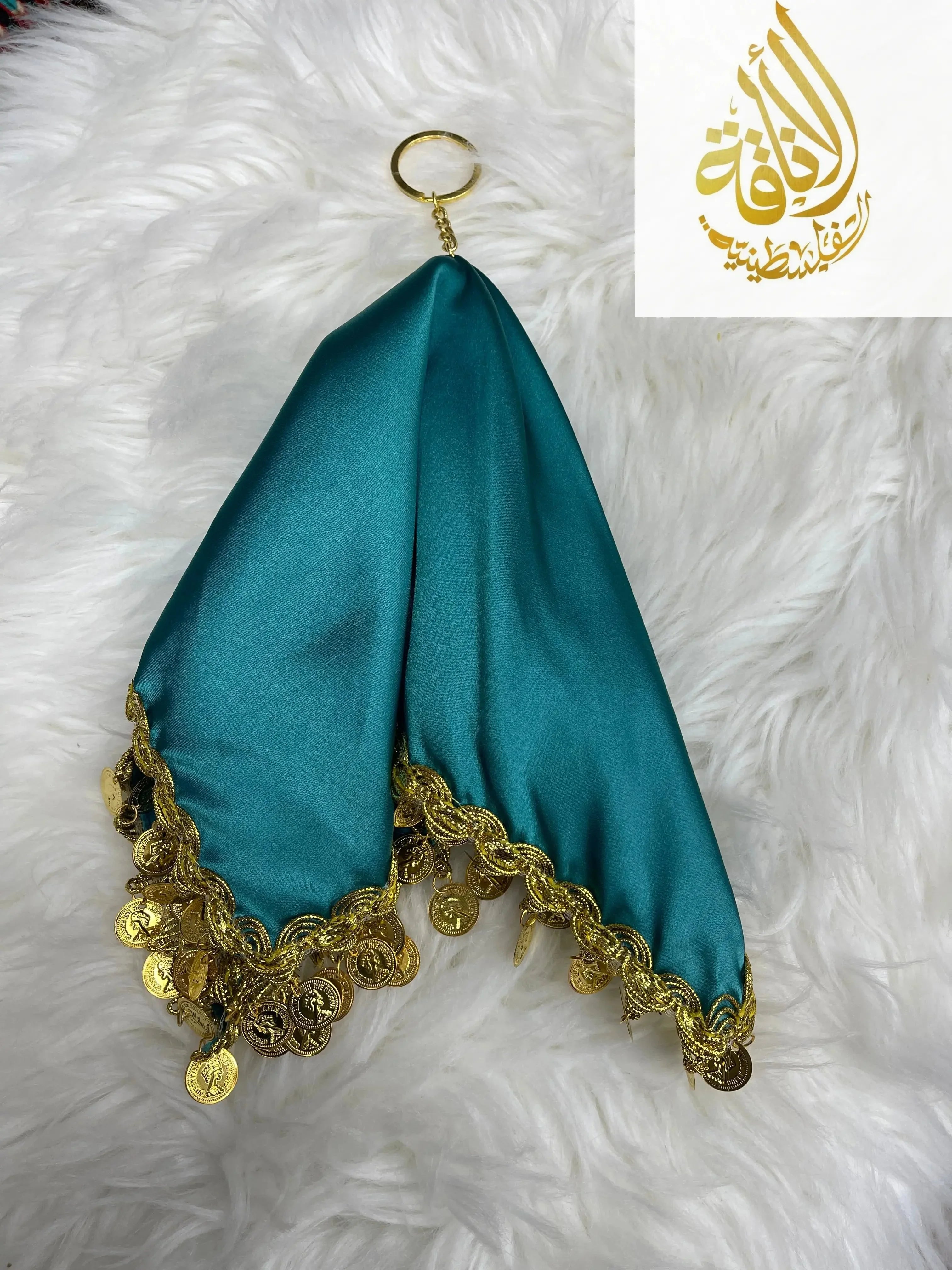 Elegant Satin Mandil Featuring Lerat Dancing Design - Perfect for Cultural Celebrations Palestinian Elegance