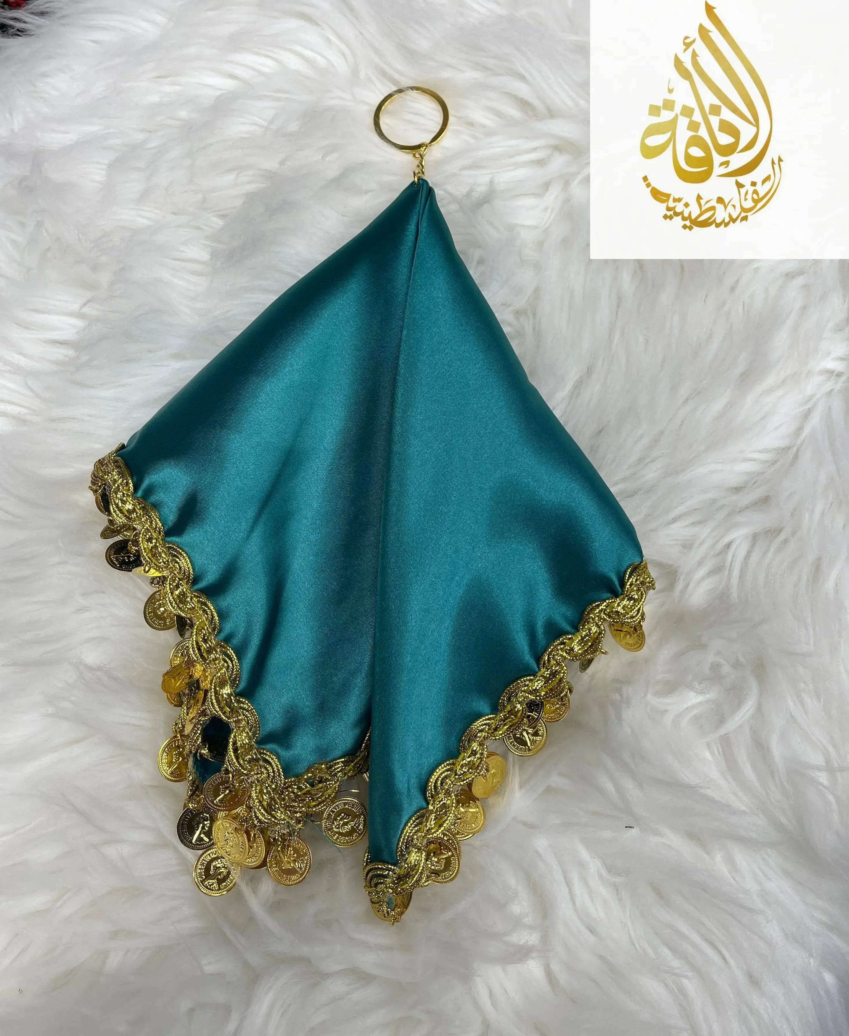 Elegant Satin Mandil Featuring Lerat Dancing Design - Perfect for Cultural Celebrations Palestinian Elegance