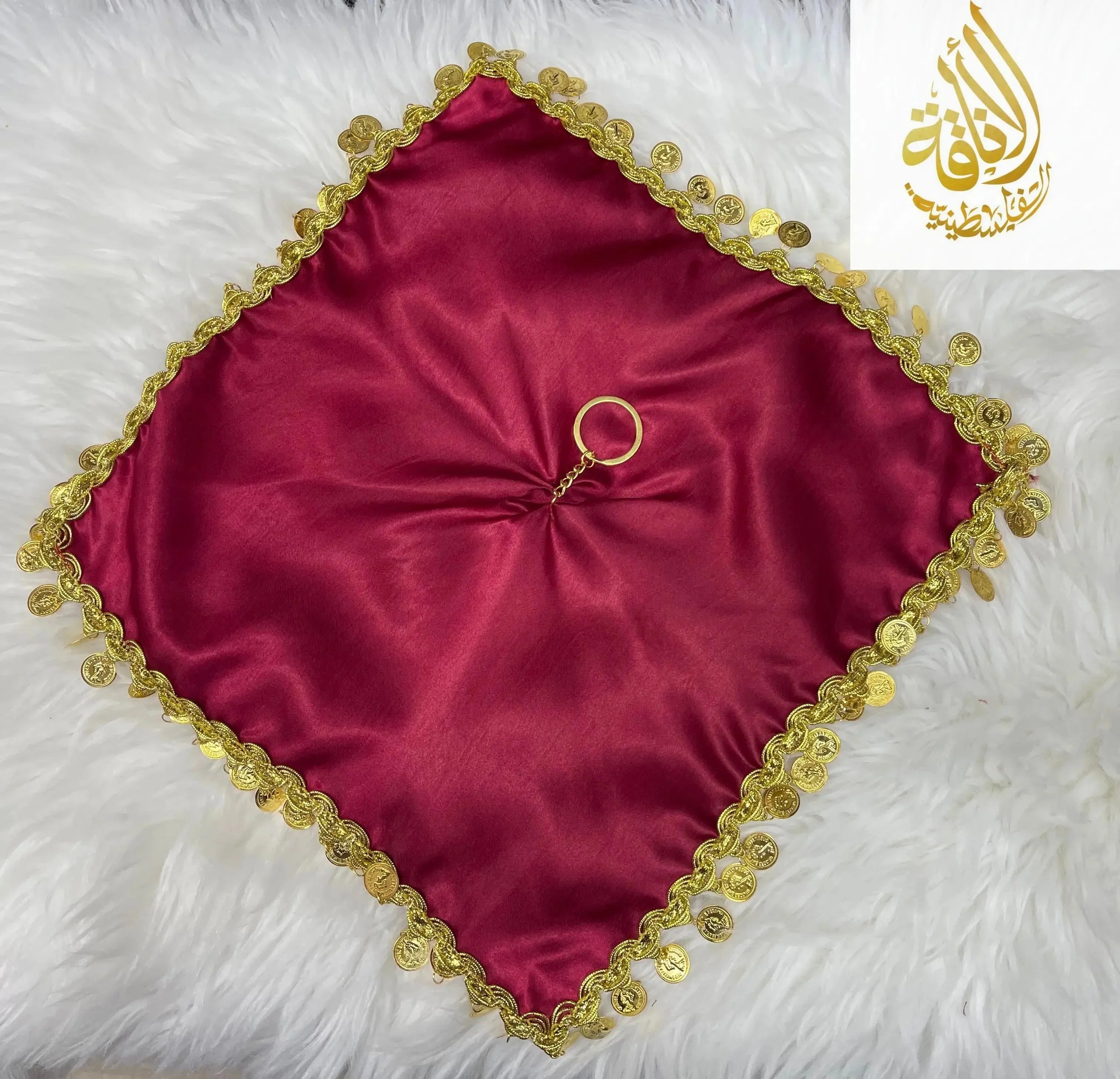 Elegant Satin Mandil Featuring Lerat Dancing Design - Perfect for Cultural Celebrations Palestinian Elegance