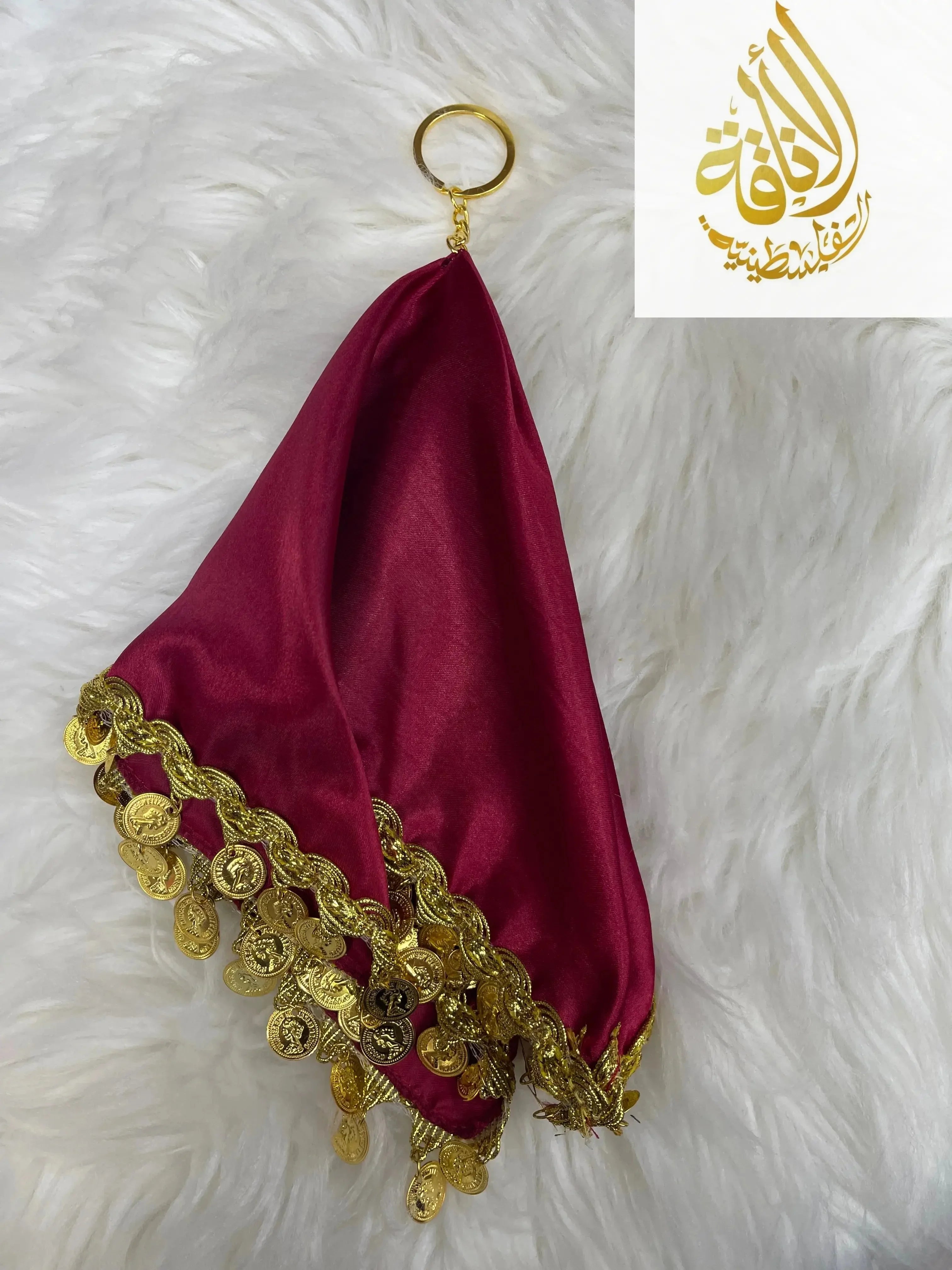 Elegant Satin Mandil Featuring Lerat Dancing Design - Perfect for Cultural Celebrations Palestinian Elegance